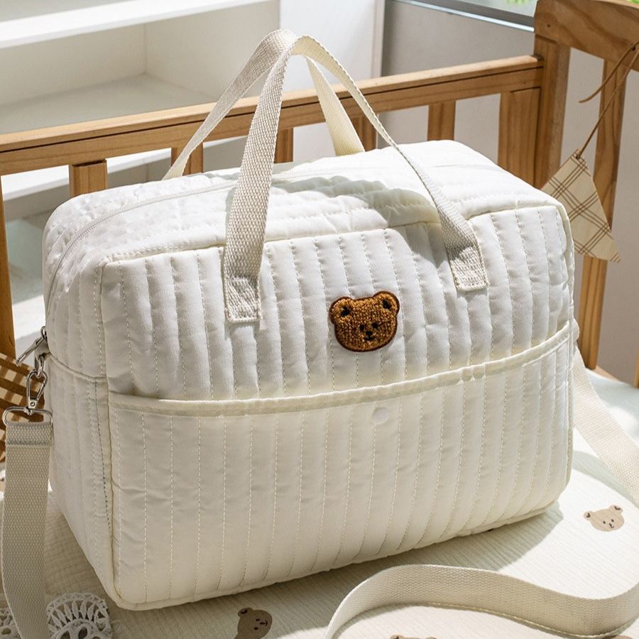 Mama and Me Large Capacity Little Bear Embroidery Handbag