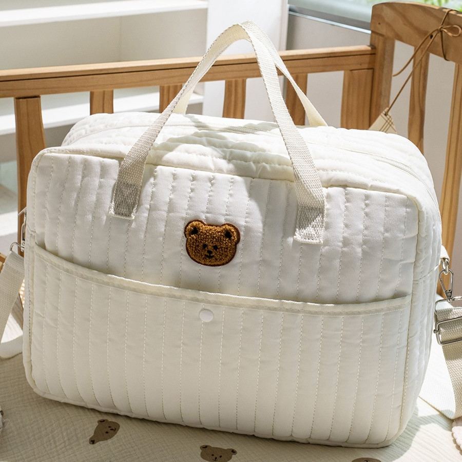 Mama and Me Large Capacity Little Bear Embroidery Handbag