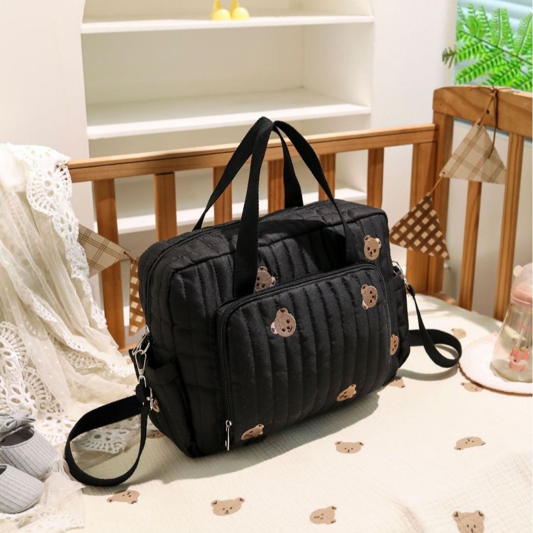 [Copy]Mama and Me Large Capacity Little Bear Embroidery Handbag