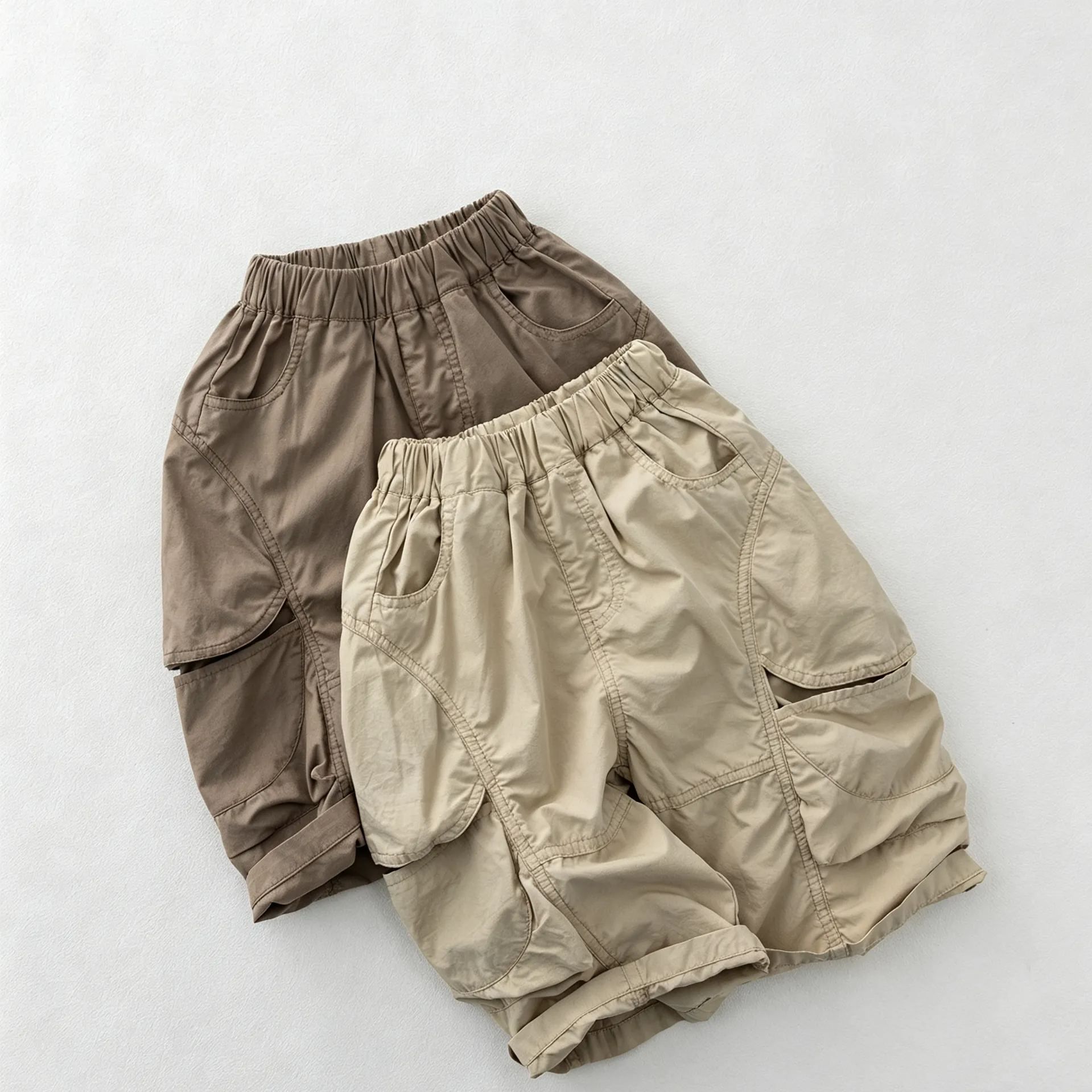 Kids Solid Color Loose Fitting Cargo Pants