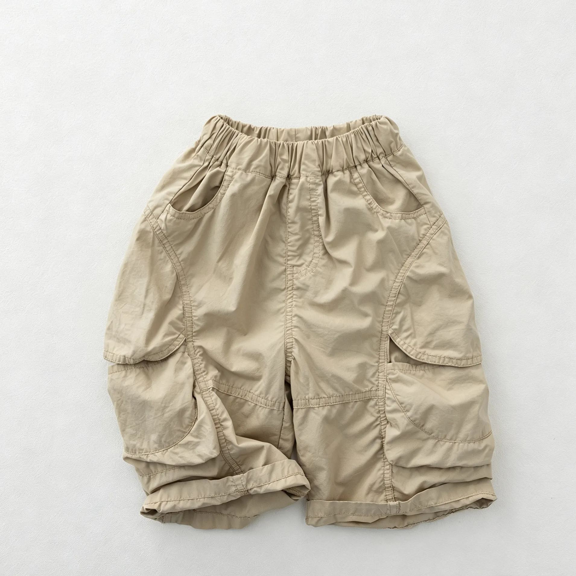 Kids Solid Color Loose Fitting Cargo Pants