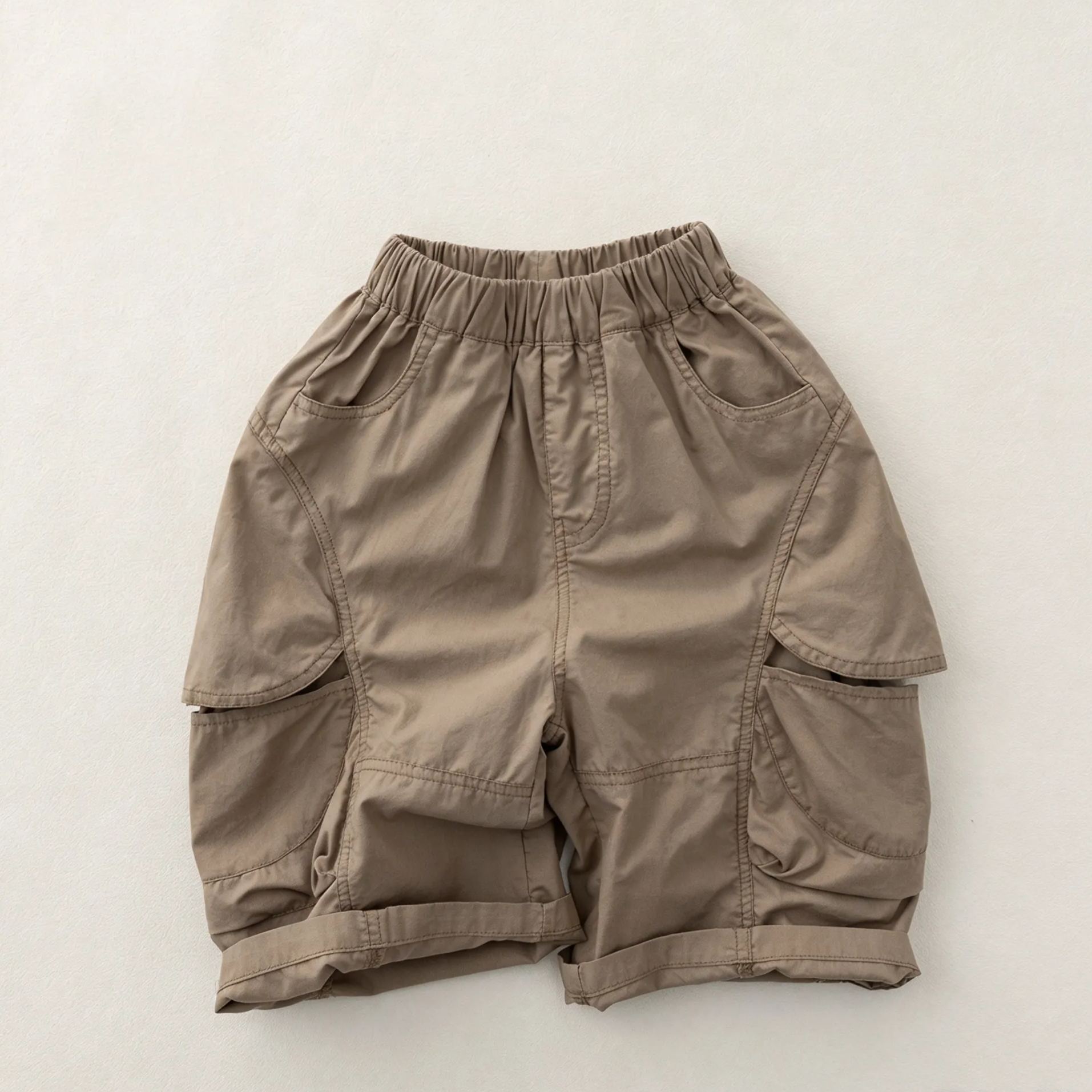 Kids Solid Color Loose Fitting Cargo Pants