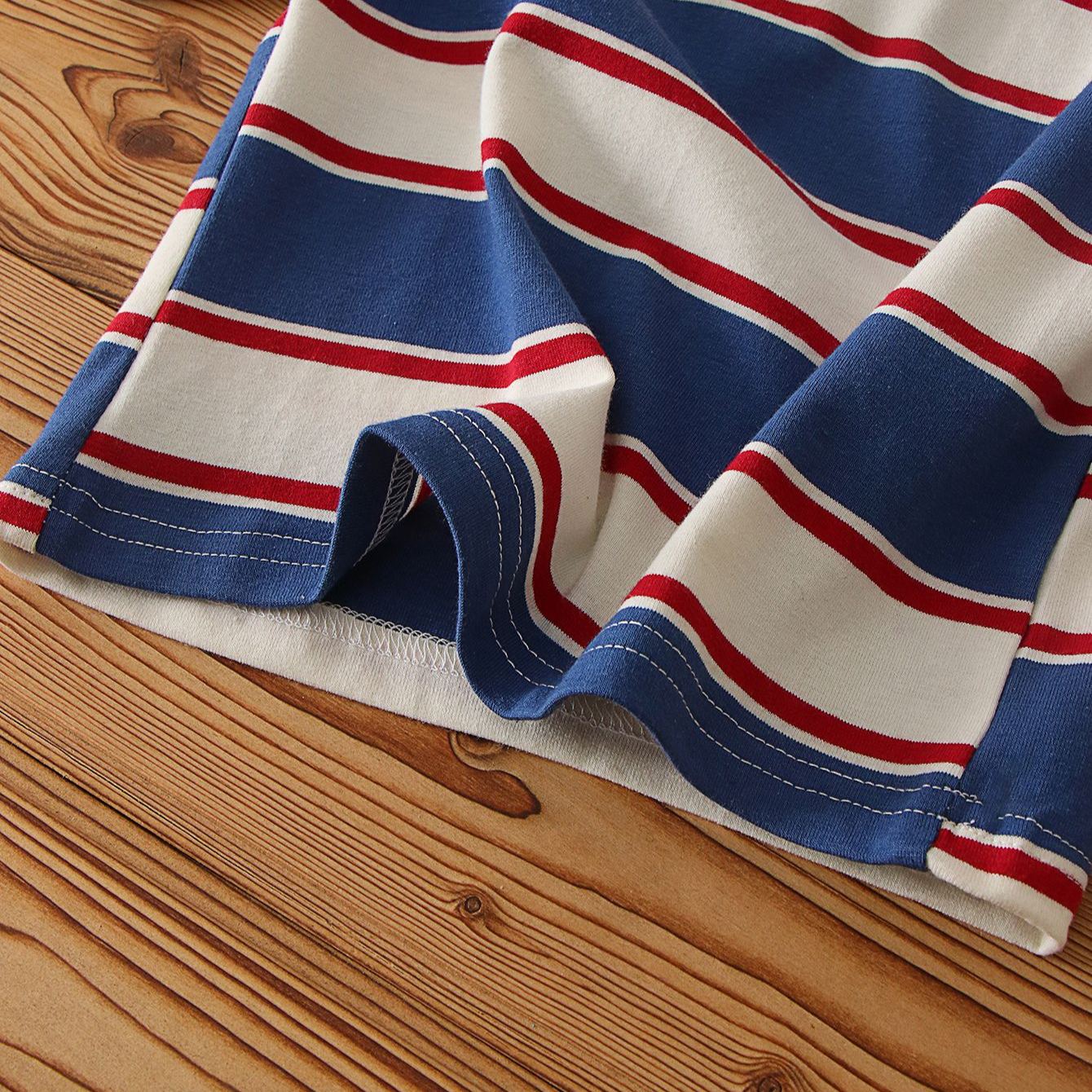 Kids Contrasting Colors Stripe Crew Neck T-shirt