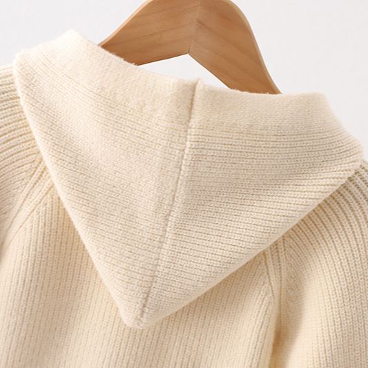 Kids Ribbed Bear Hooded Sweater