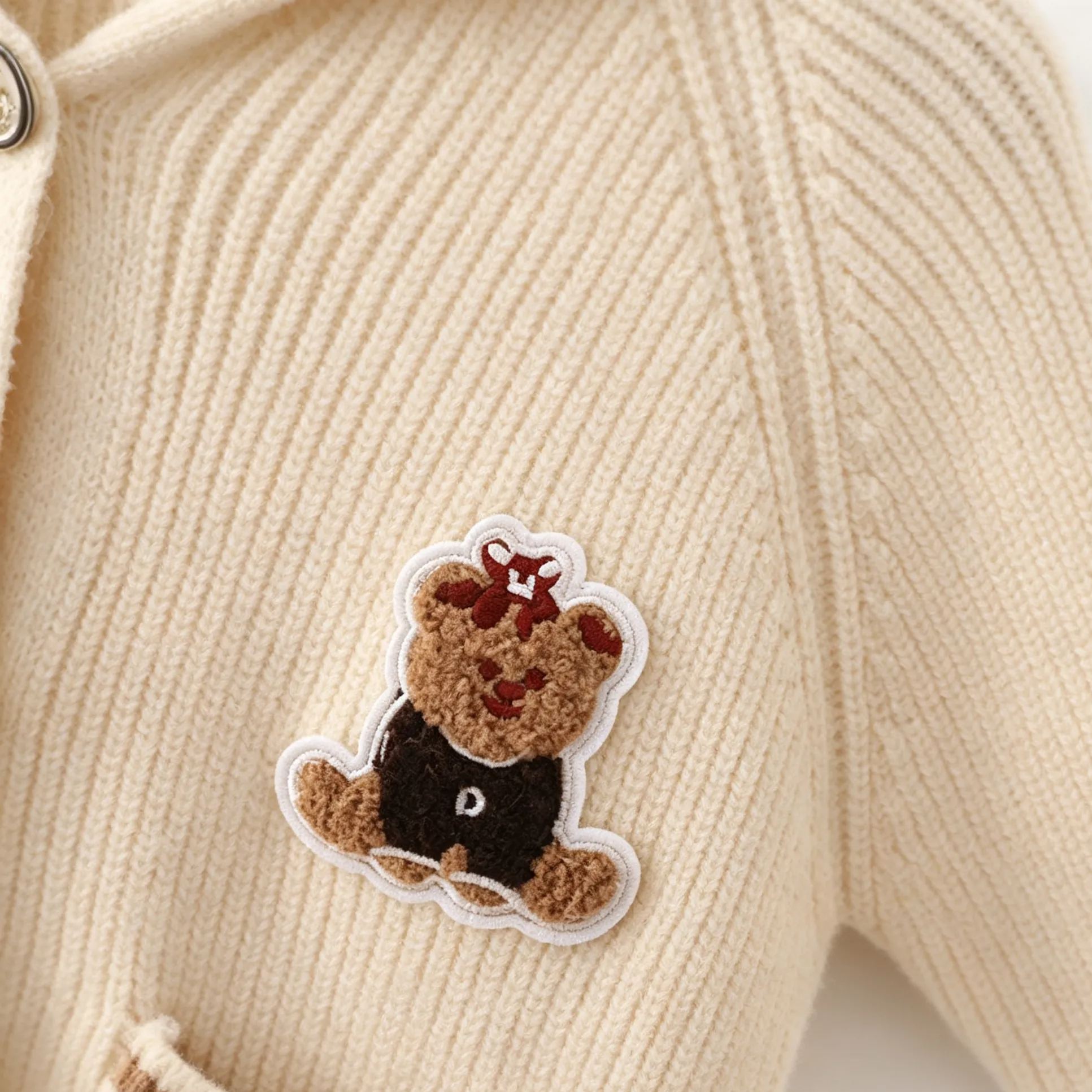 Kids Ribbed Bear Hooded Sweater