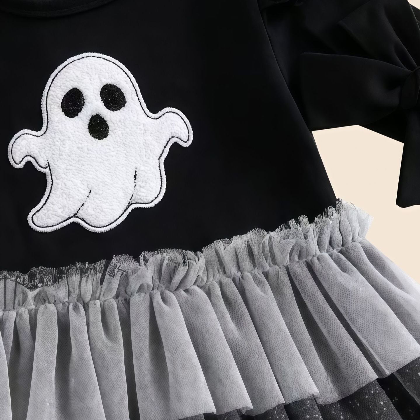 Baby Ghost Embroidery Long-Sleeve Romper