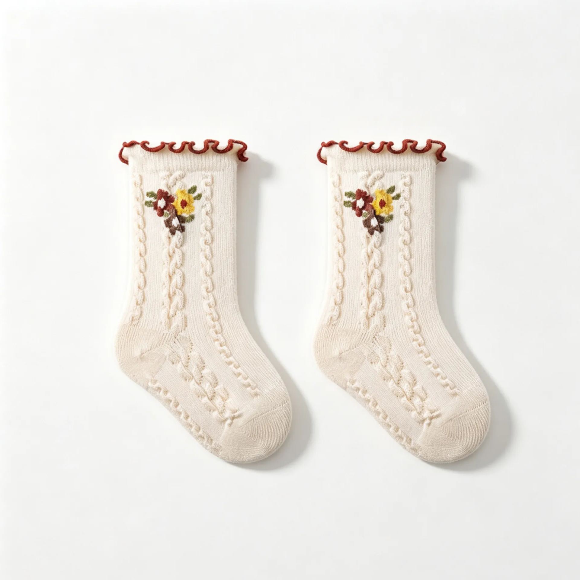 Baby & Kid Ruffled Edge Floral Long Socks