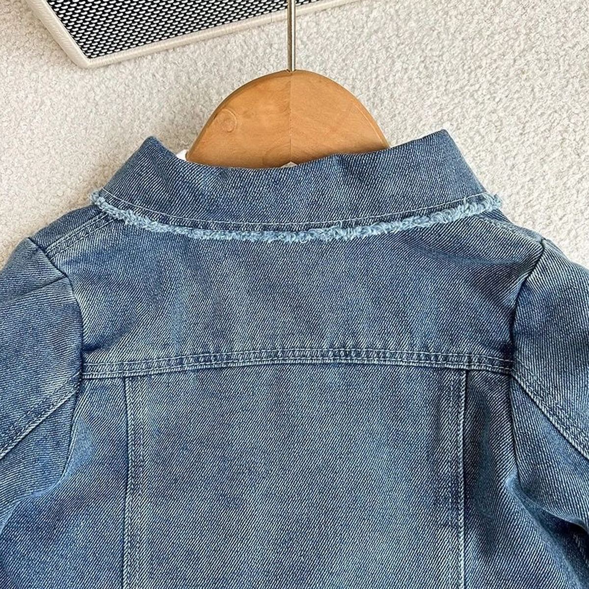 Kids Washed Denim Outerwear and Short Skirt Set