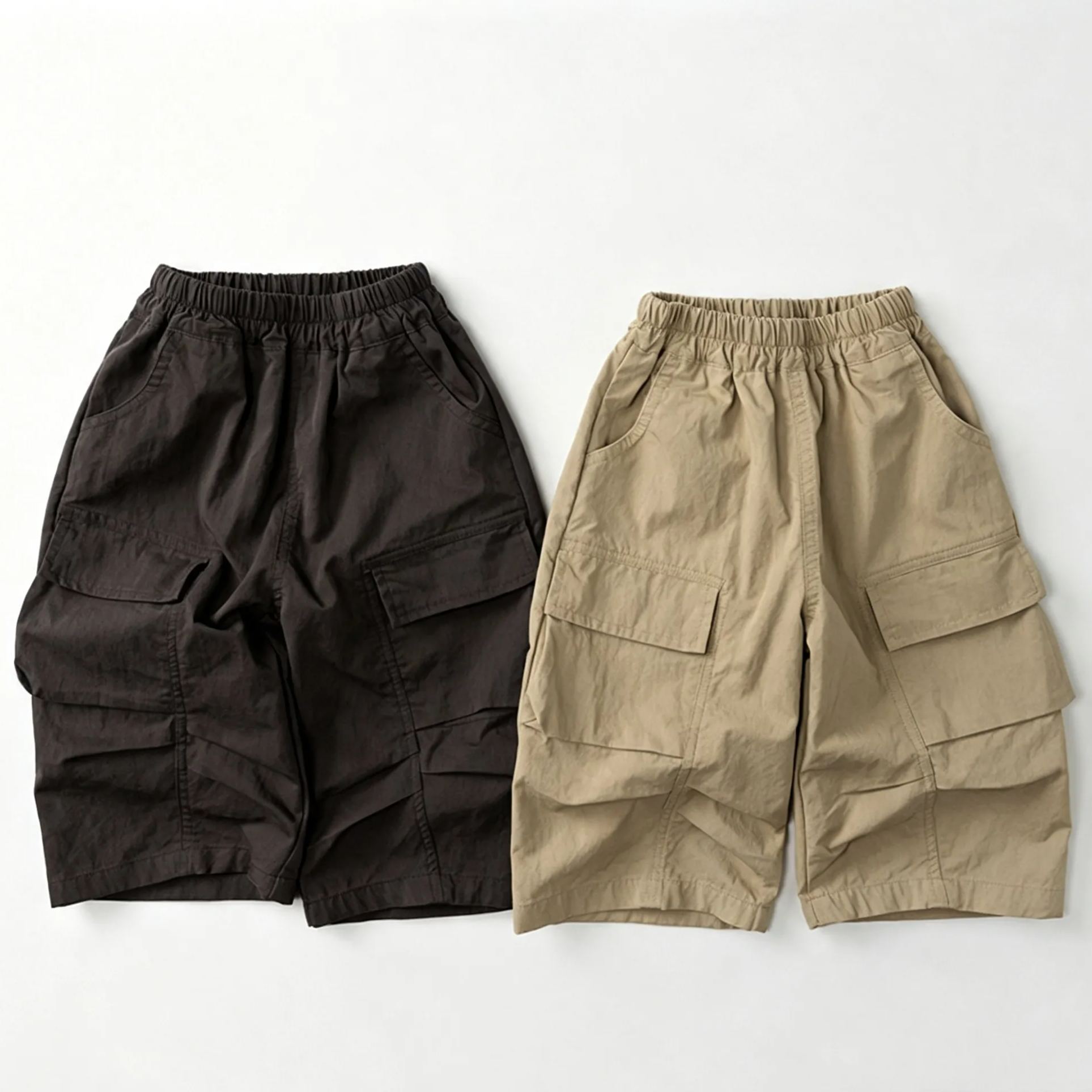 Kids Solid Color Loose Fitting Cargo Athletic pants