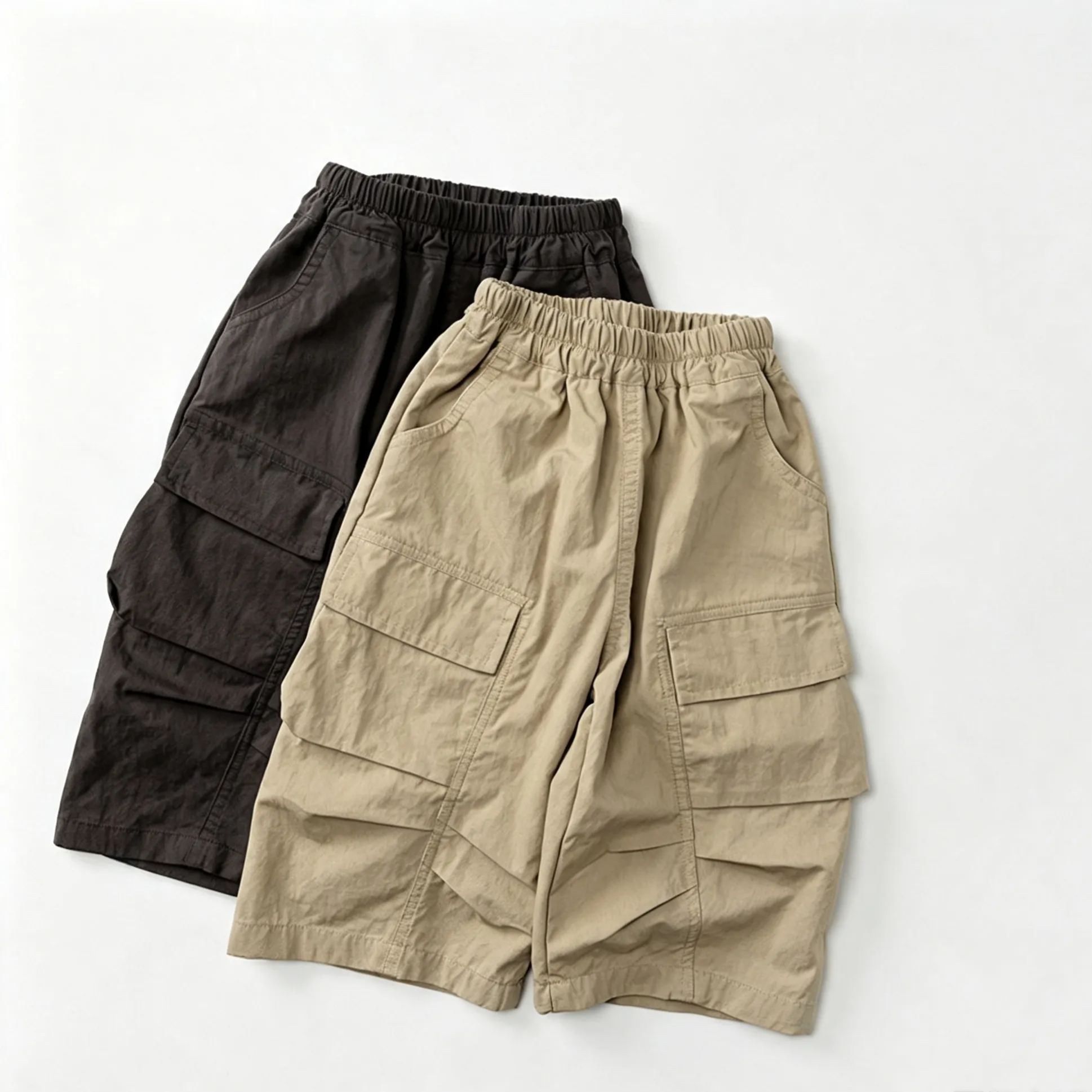 Kids Solid Color Loose Fitting Cargo Athletic pants