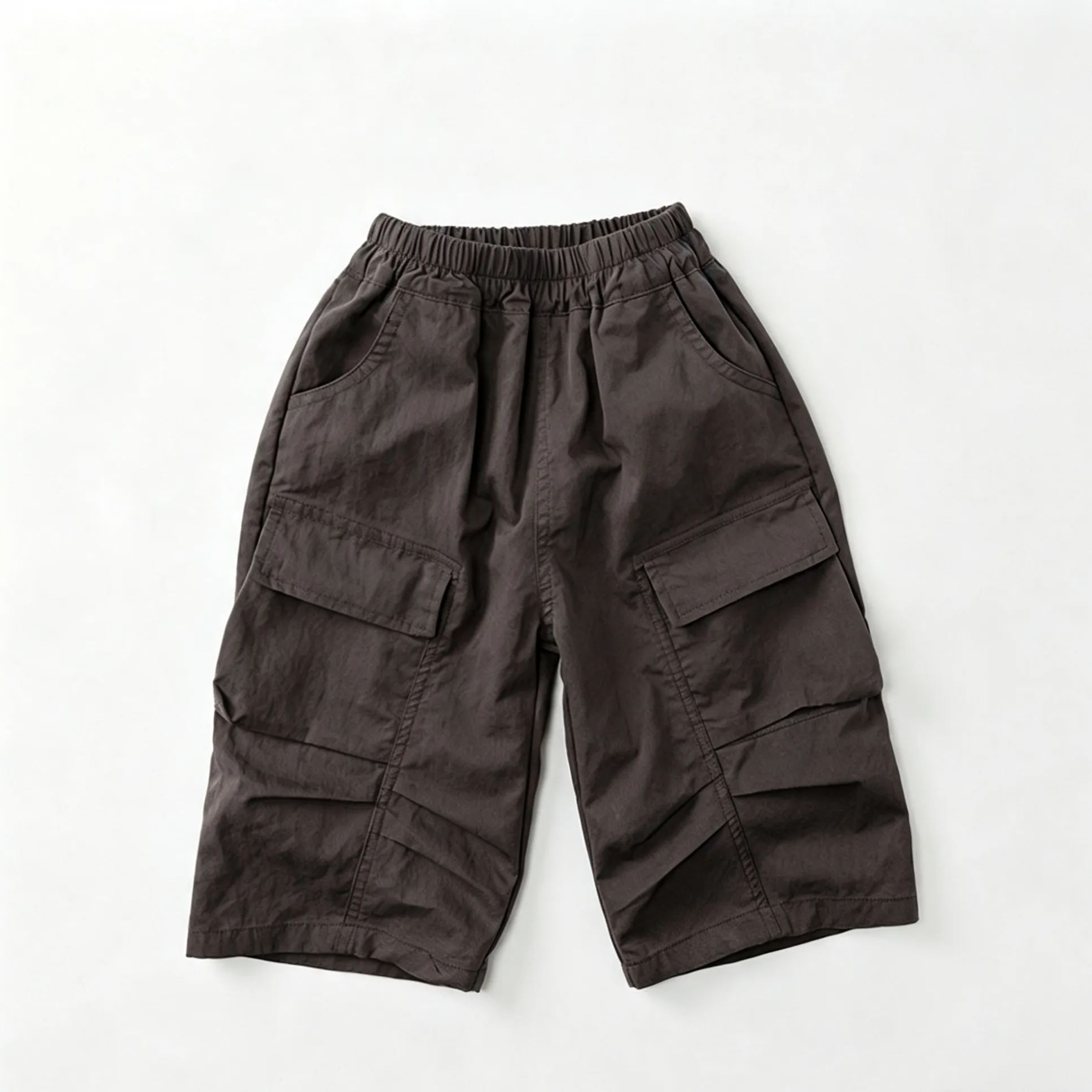 Kids Solid Color Loose Fitting Cargo Athletic pants