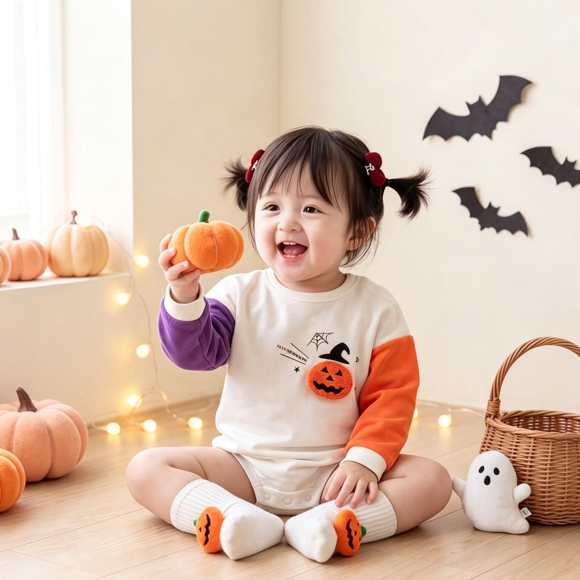 Baby Contrasting Colors Pumpkin Triangle Onesie