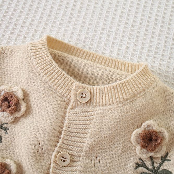 Kids Embroidered Floral Knit Sweater