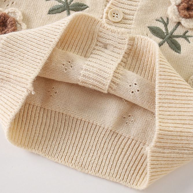 Kids Embroidered Floral Knit Sweater