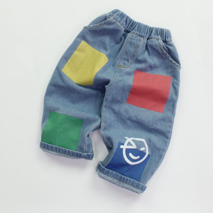 Toddler Playful Color Block Denim Pants