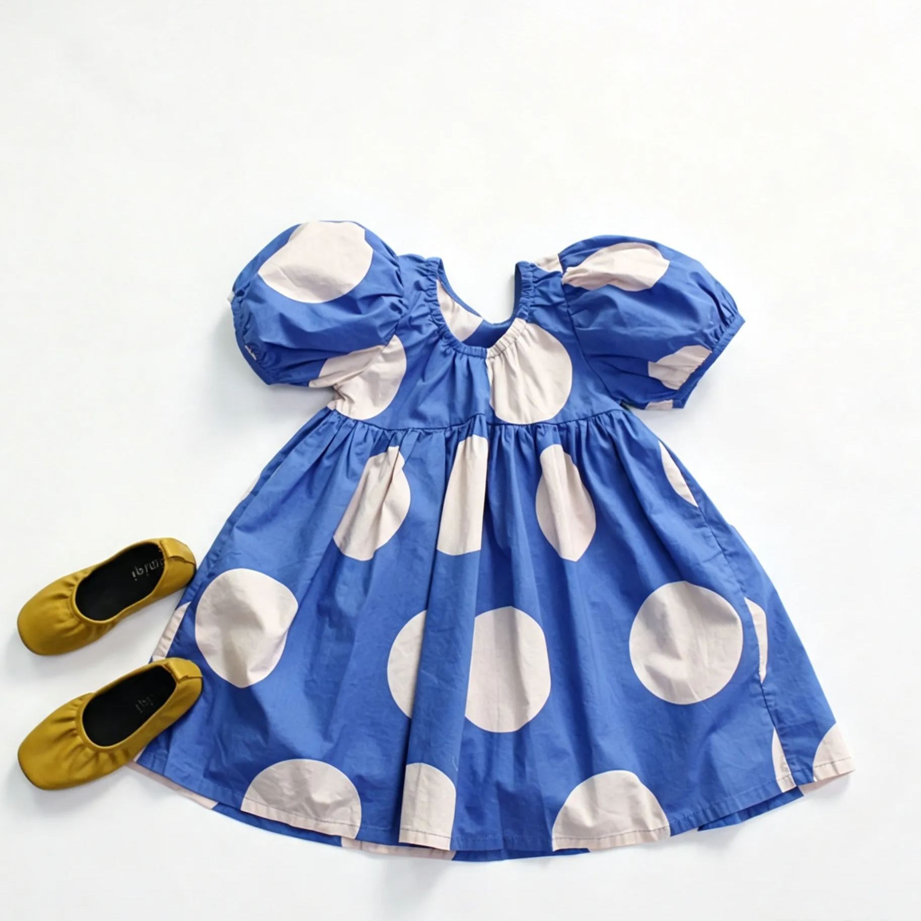 Kids Polka Dot Puff Sleeve Dress