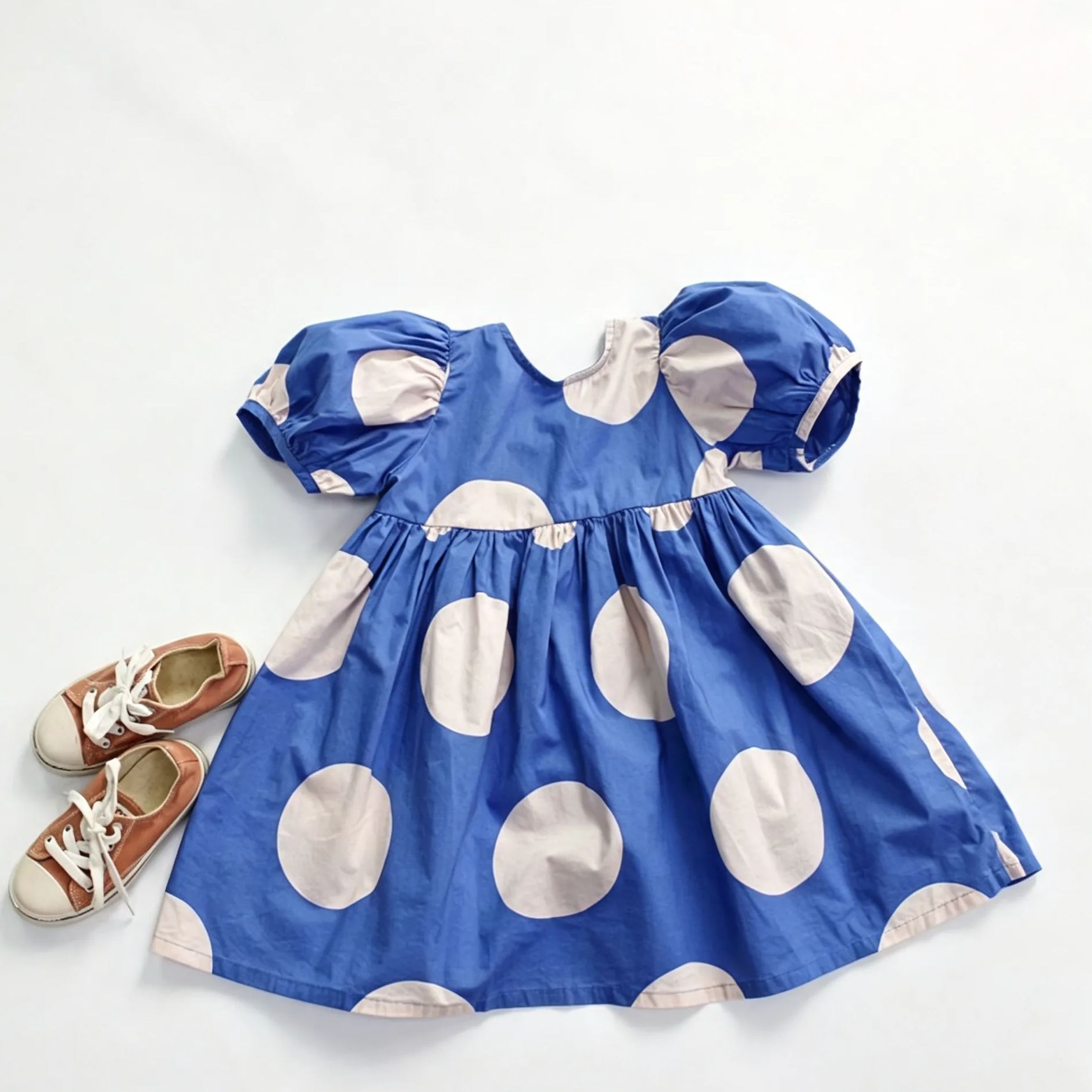Kids Polka Dot Puff Sleeve Dress