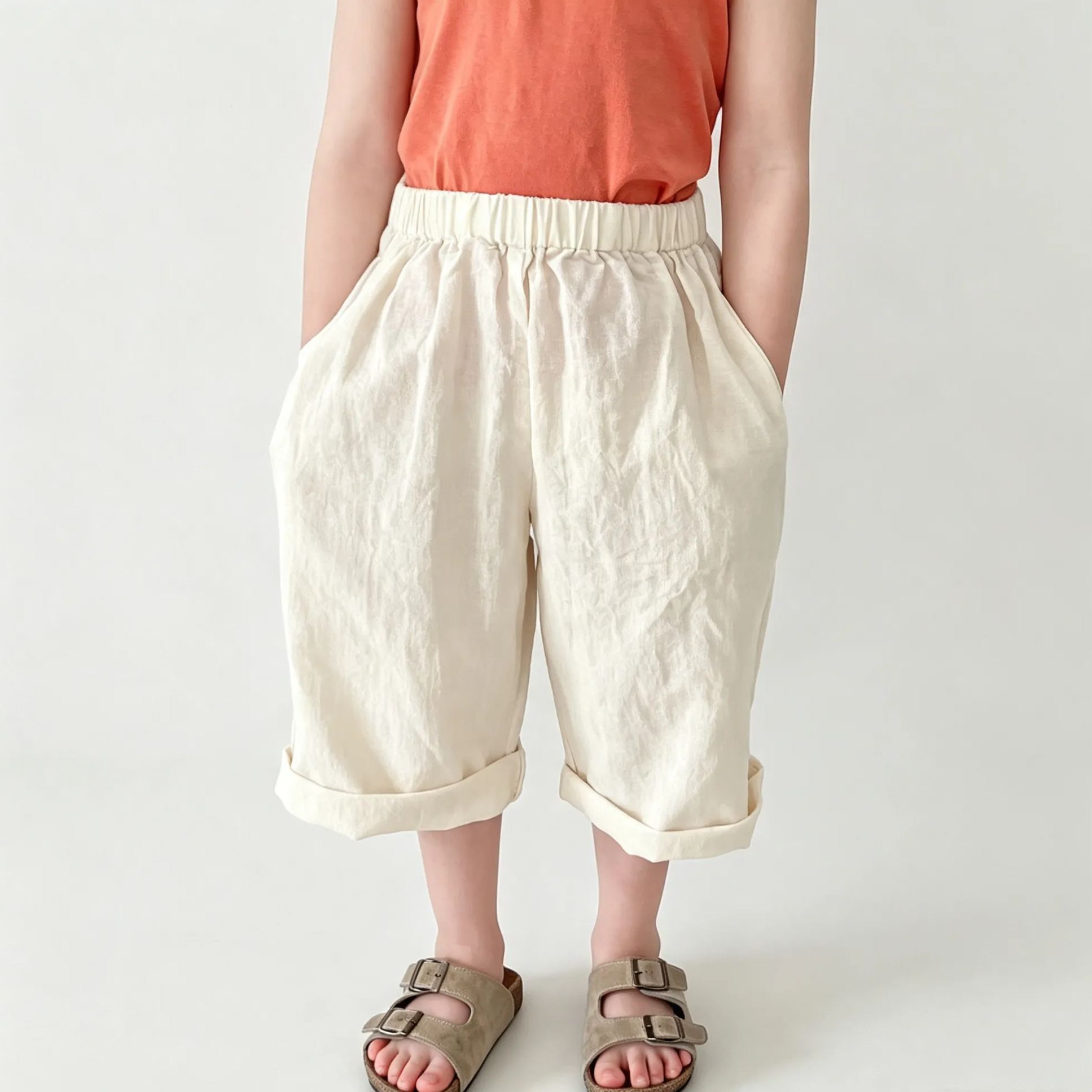 Kids Solid Color Straight Leg Pants