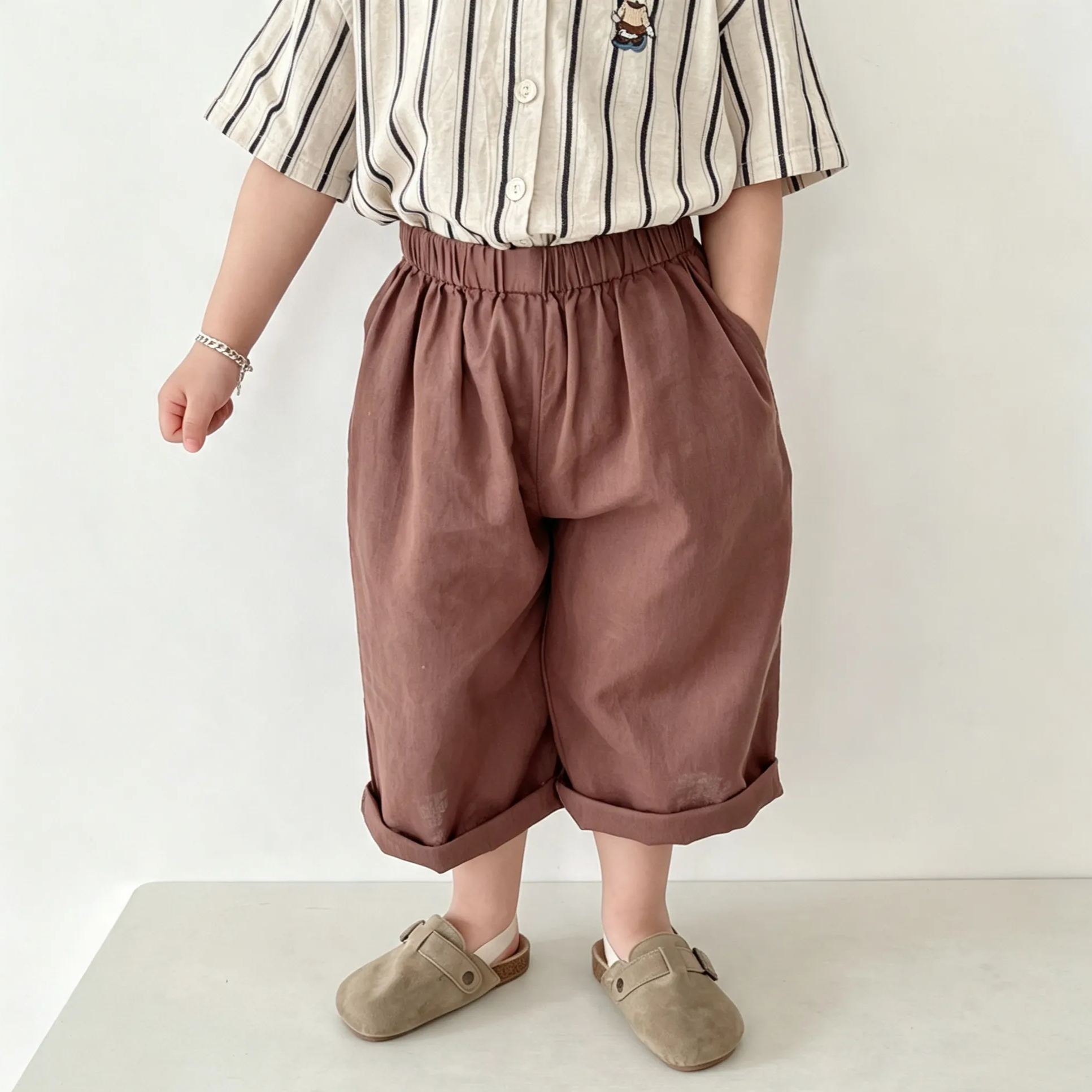 Kids Solid Color Straight Leg Pants