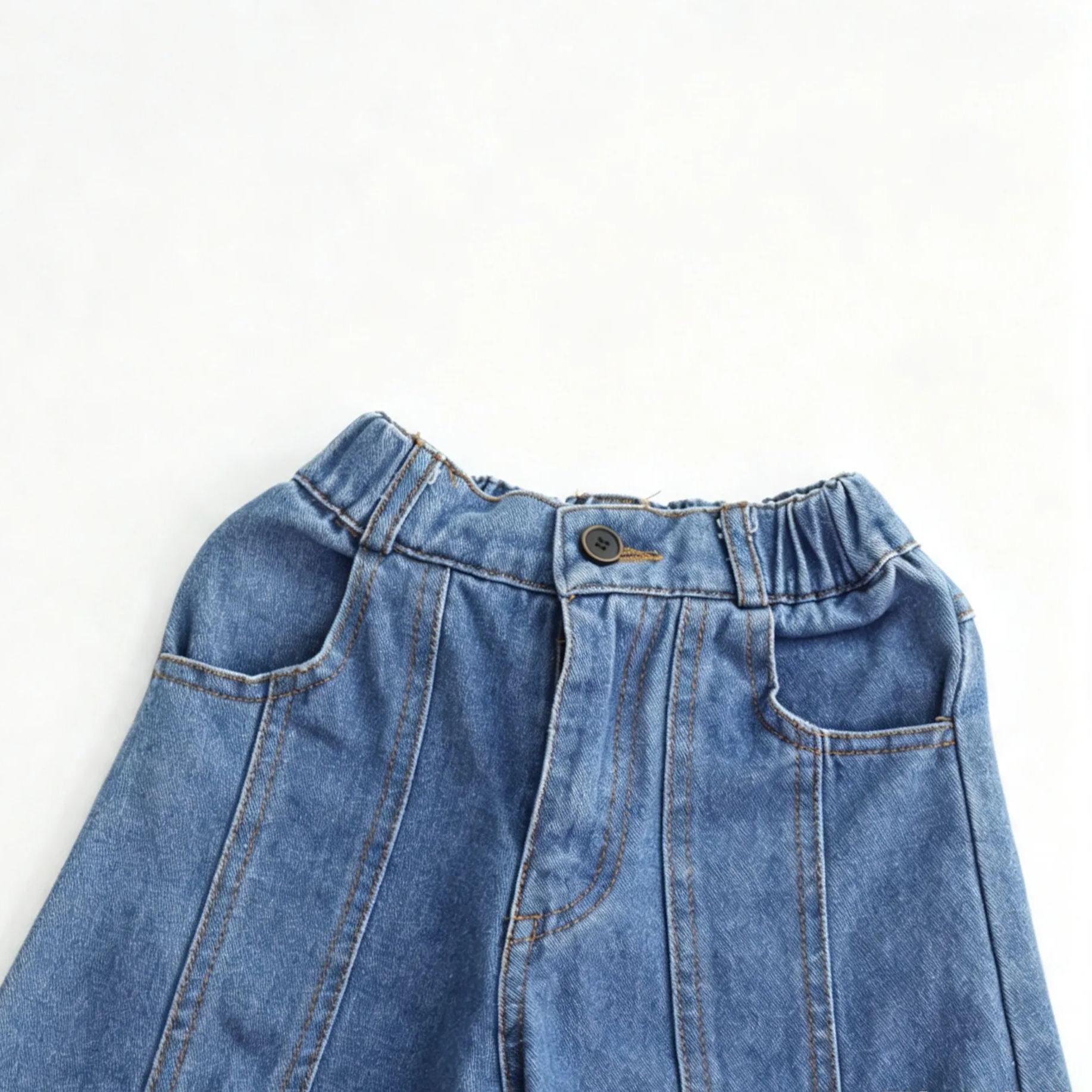 Kids Solid Color Lantern Denim Pants