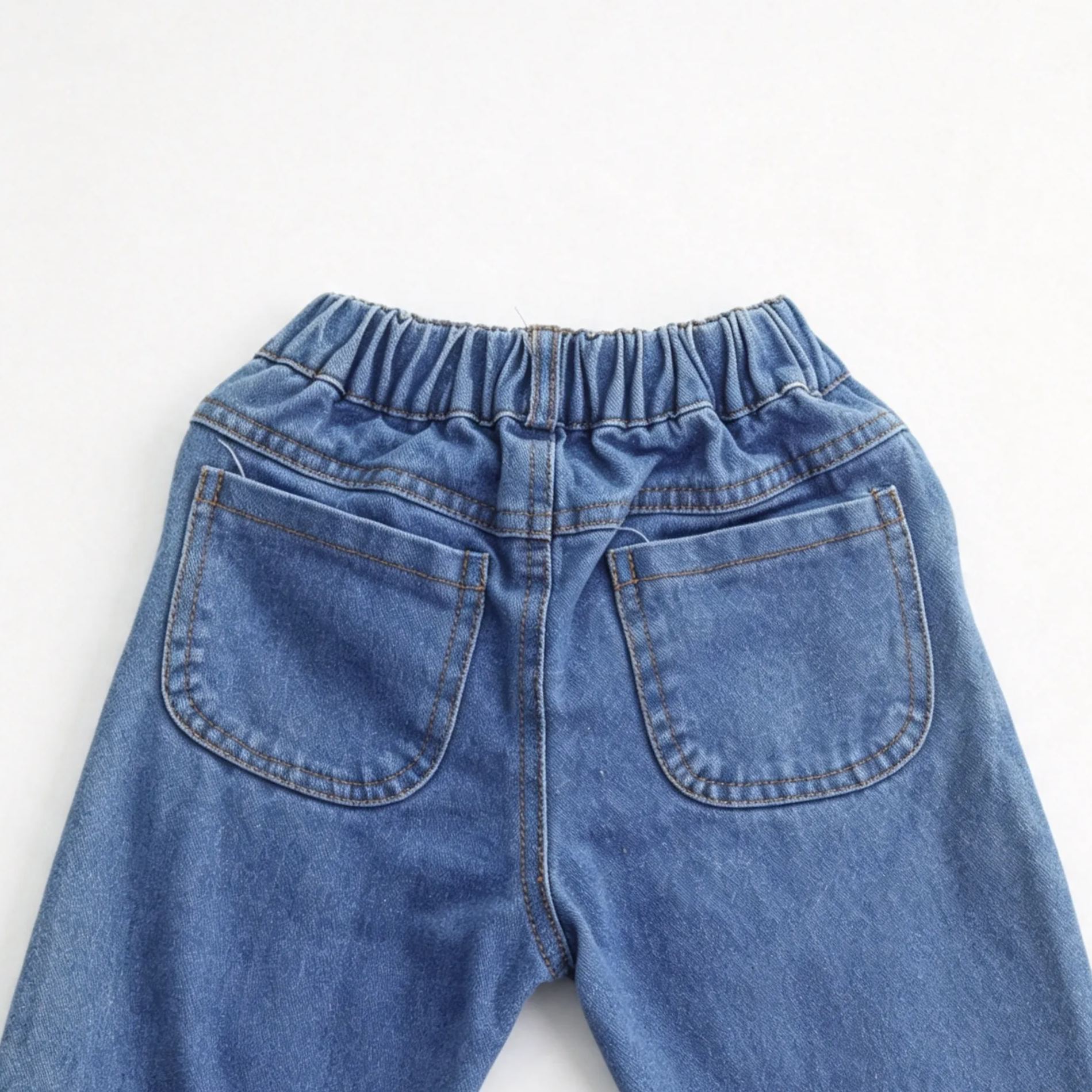 Kids Solid Color Lantern Denim Pants