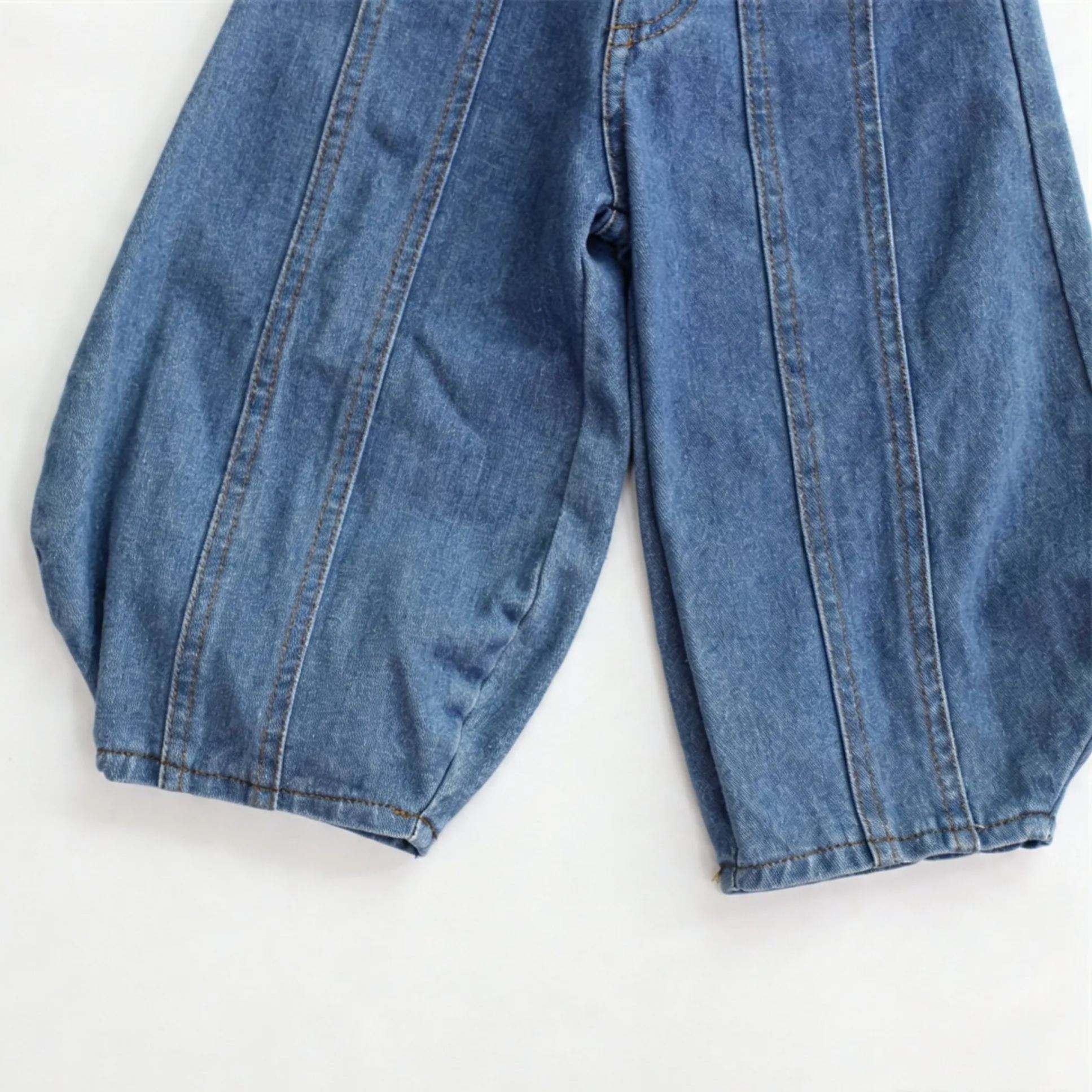 Kids Solid Color Lantern Denim Pants