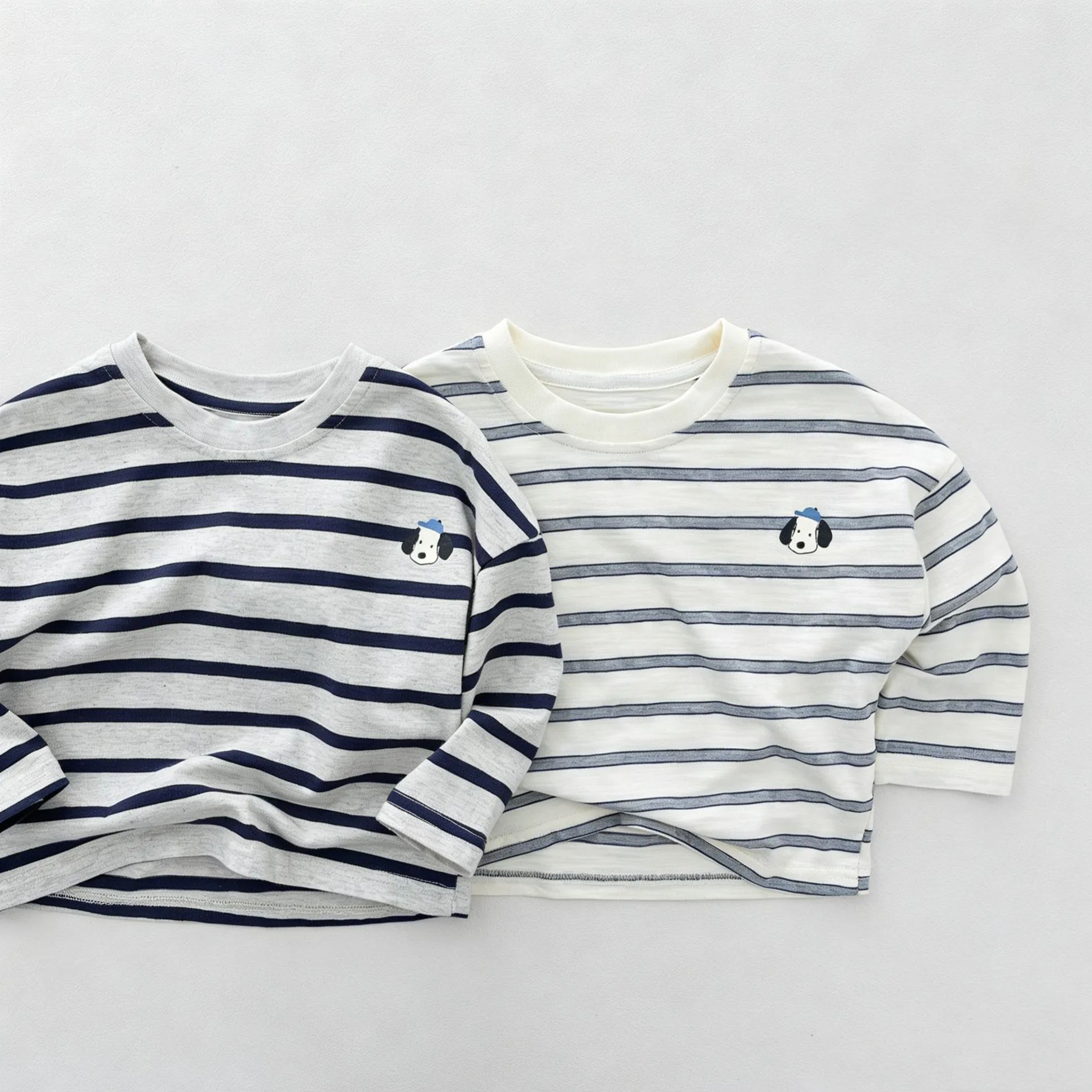 Kids Striped Puppy Long Sleeved T-shirt