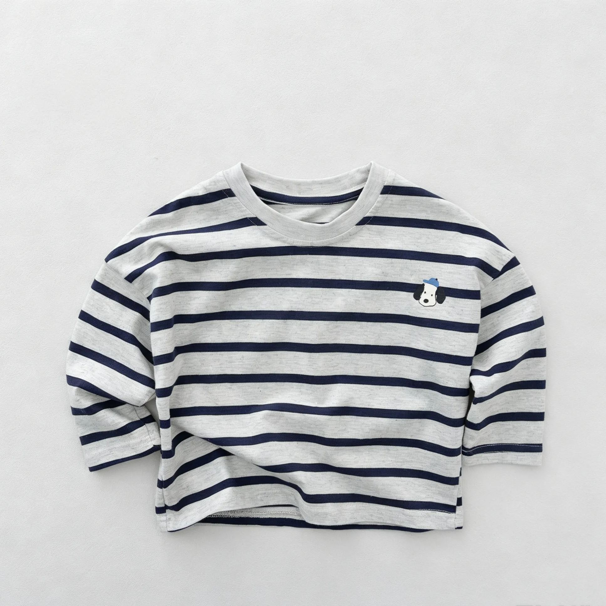 Kids Striped Puppy Long Sleeved T-shirt