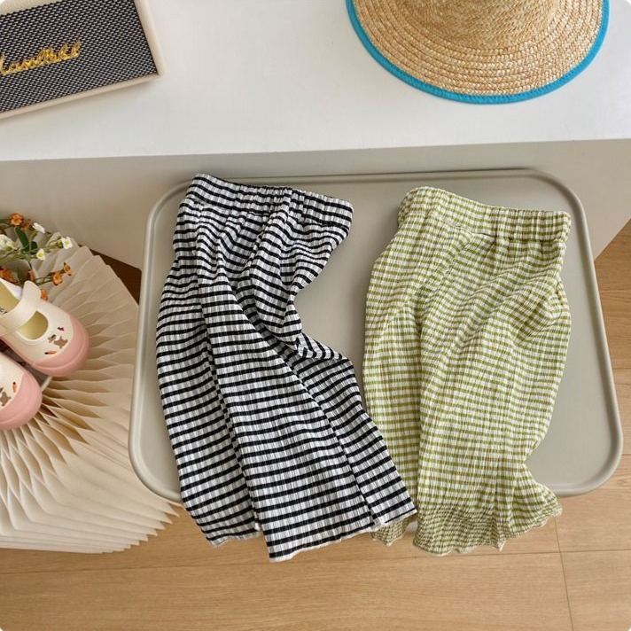 Kids Striped Pleats Slightly Flared Pants