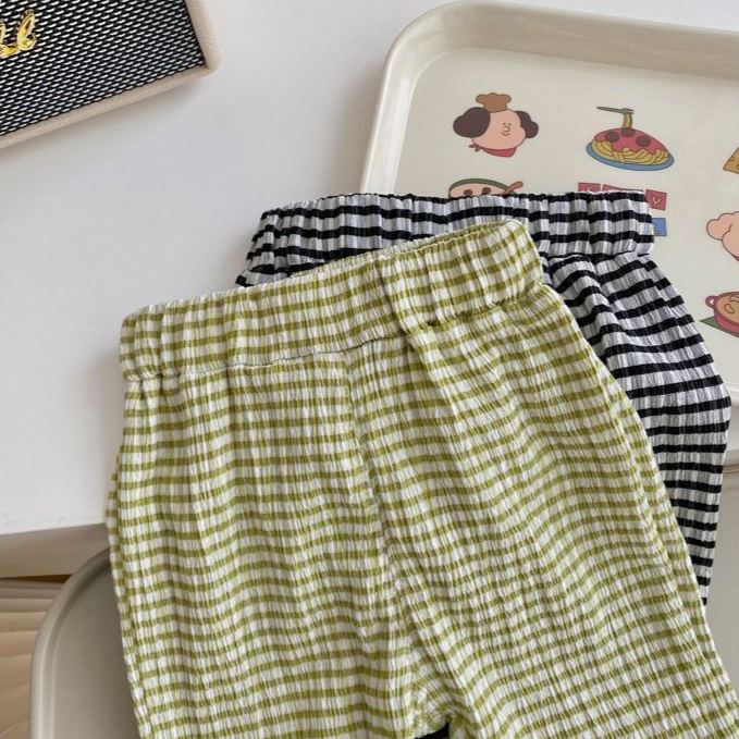 Kids Striped Pleats Slightly Flared Pants