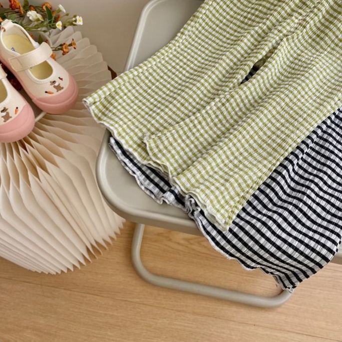 Kids Striped Pleats Slightly Flared Pants