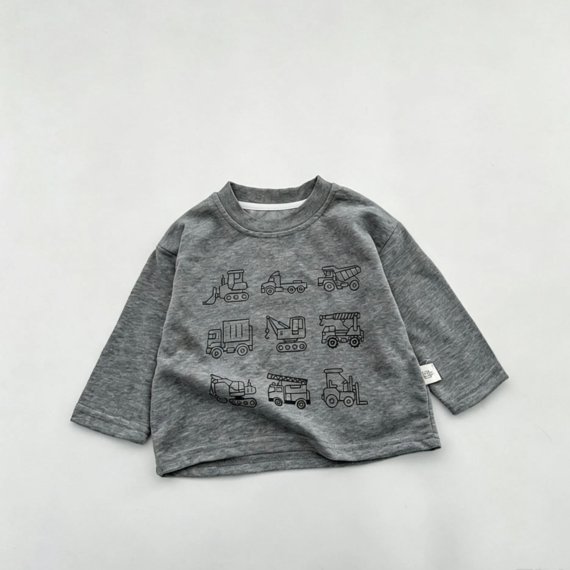 Kids Cartoon Construction Vehicles Long-Sleeve T-shirt
