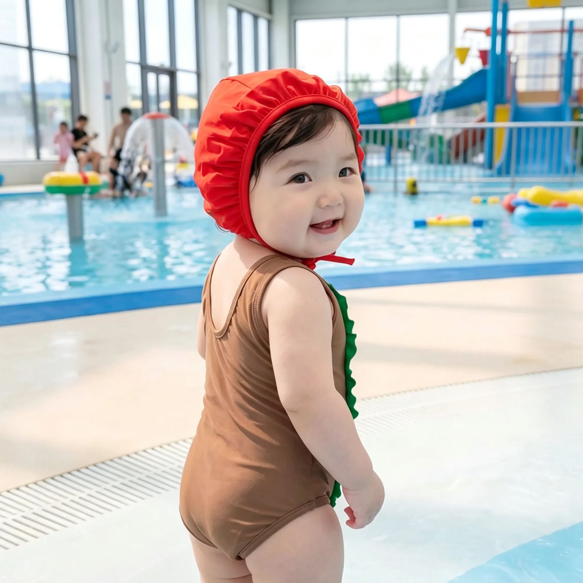 Baby Toddler Hot Dog Shaped Swimsuit Set With Hat