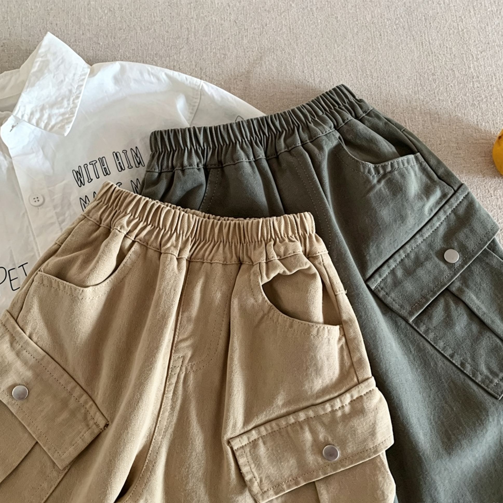 Kids Solid Color Cargo Pants