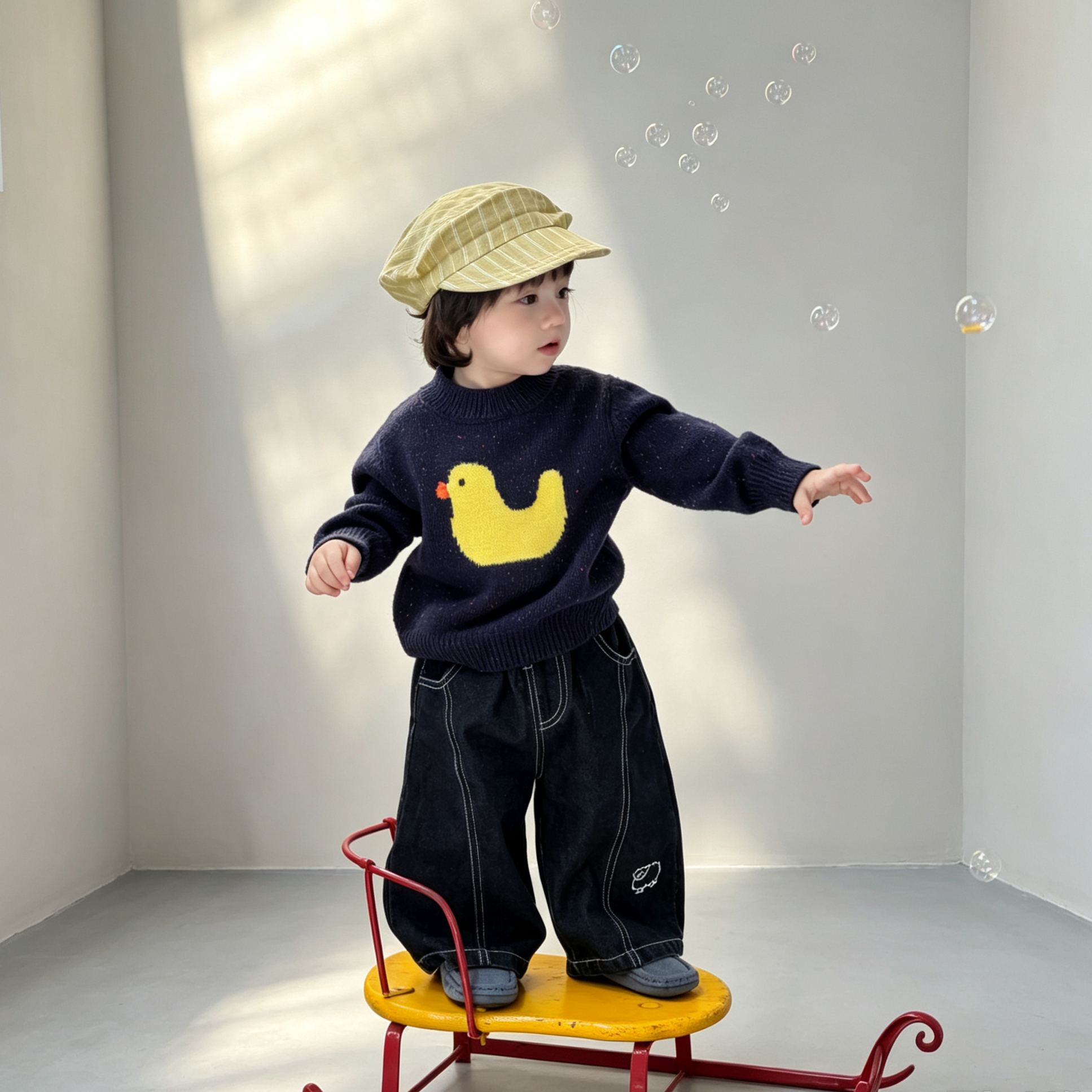 Baby Toddler Little Duck Sweater and Denim Pants Set