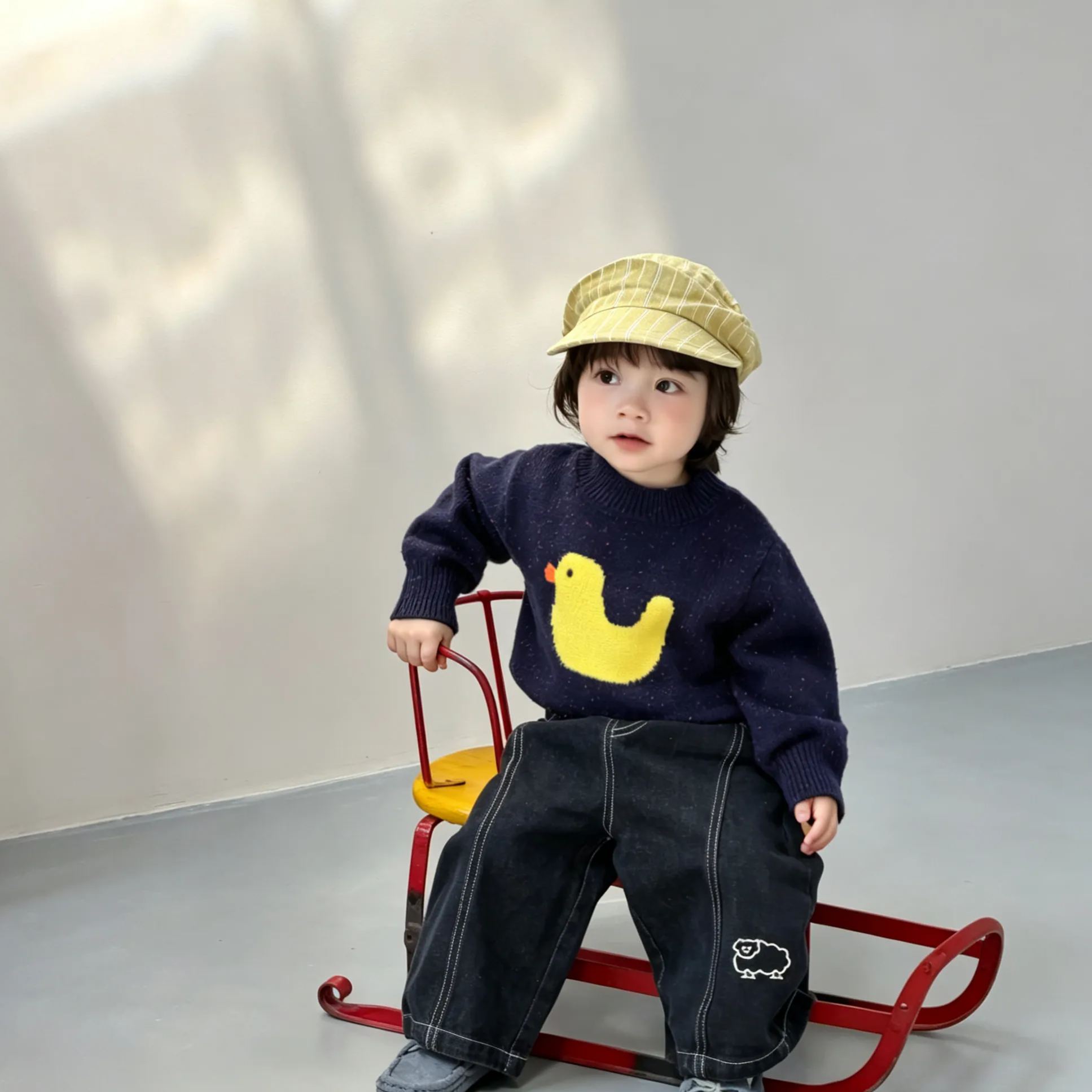 Baby Toddler Little Duck Sweater and Denim Pants Set
