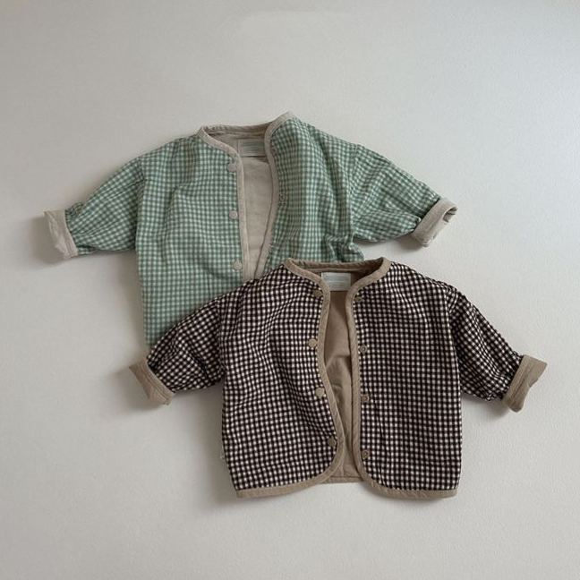 Baby Toddler Checkered Pattern Reversible Outerwear