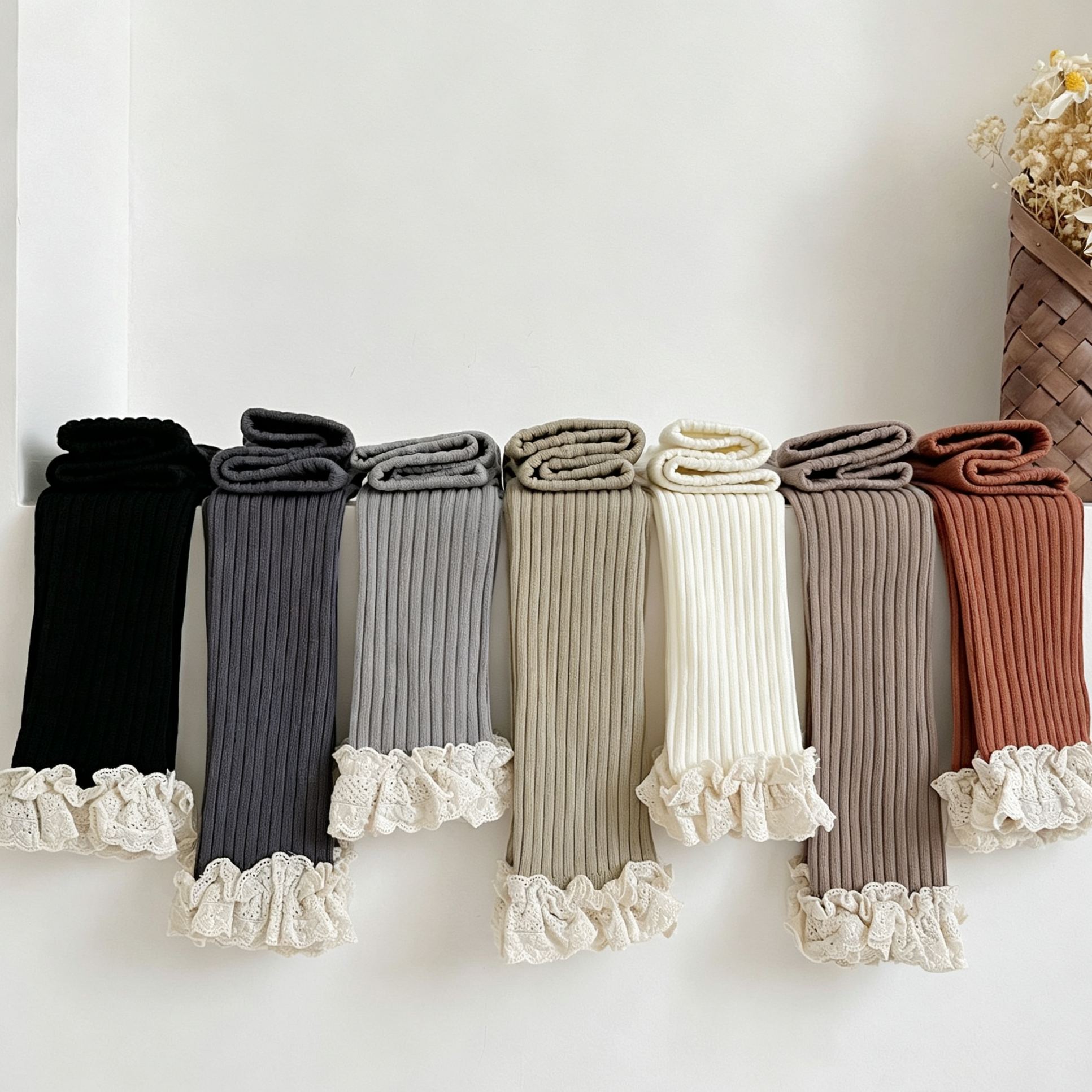 Baby & Kid Lace Trim Ribbing Base Layer Pants