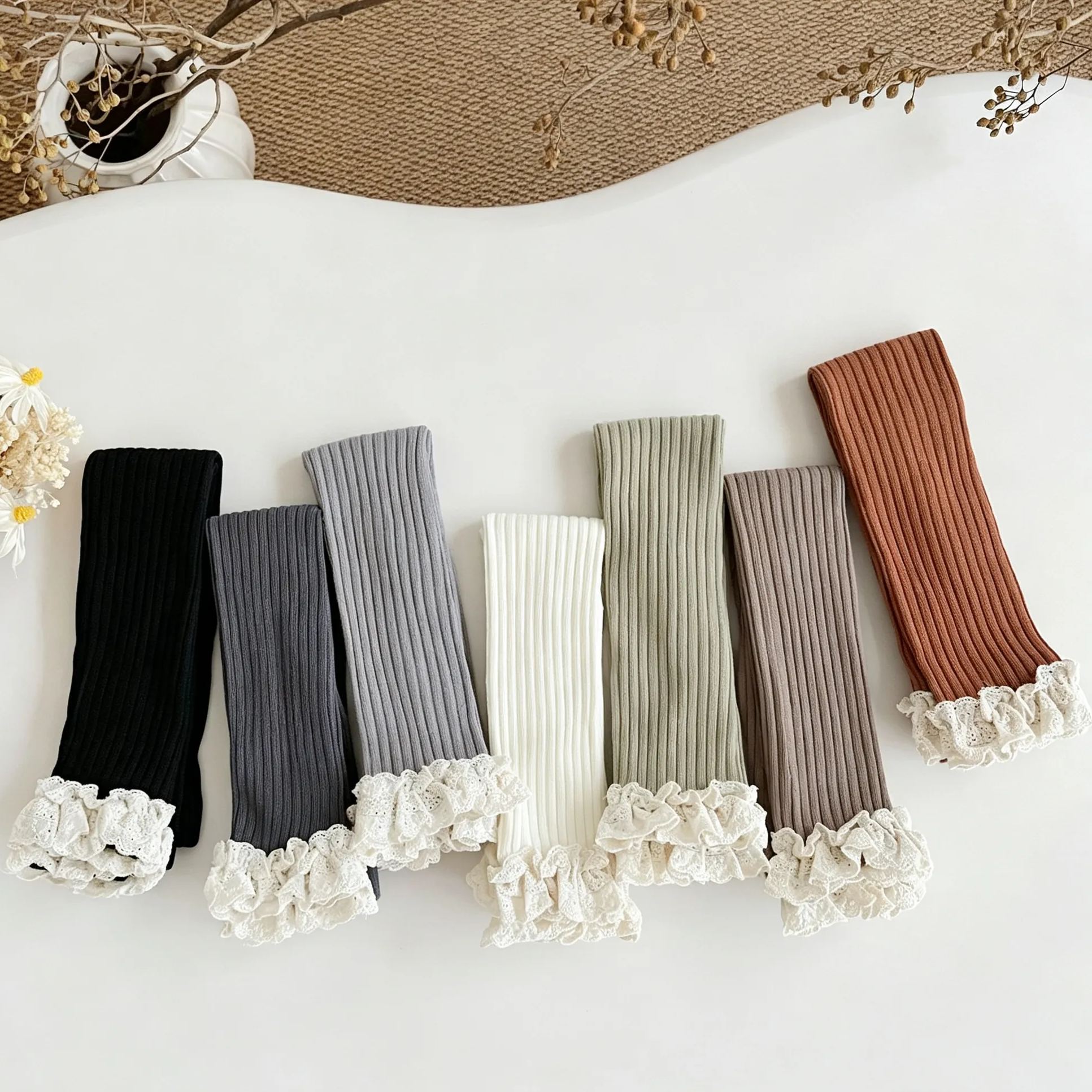 Baby & Kid Lace Trim Ribbing Base Layer Pants