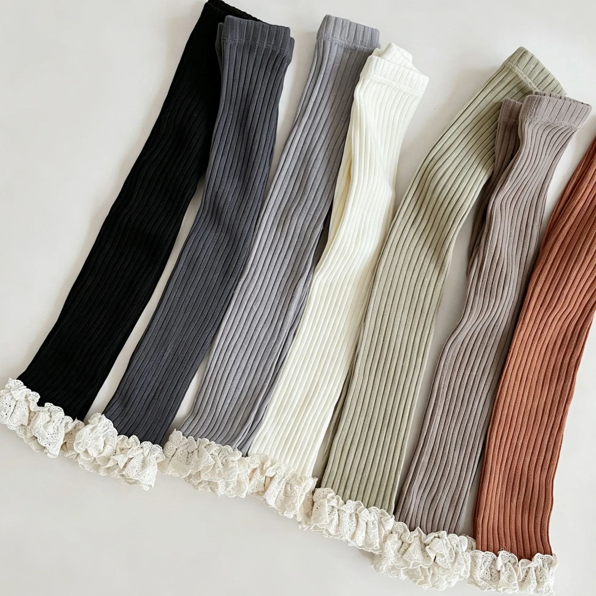 Baby & Kid Lace Trim Ribbing Base Layer Pants
