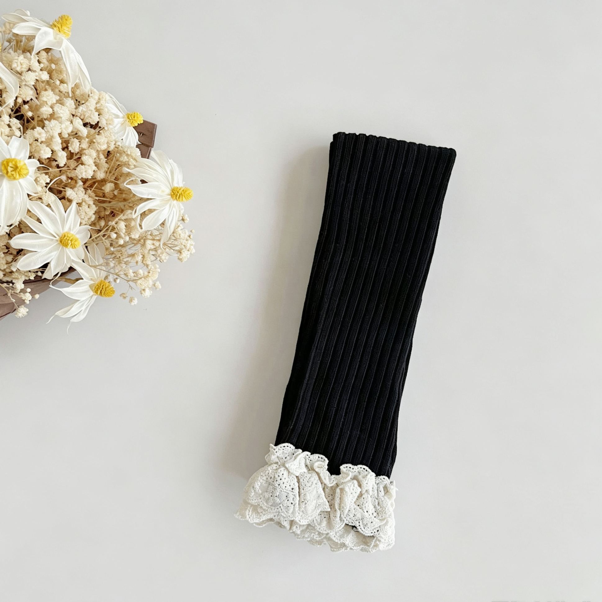 Baby & Kid Lace Trim Ribbing Base Layer Pants