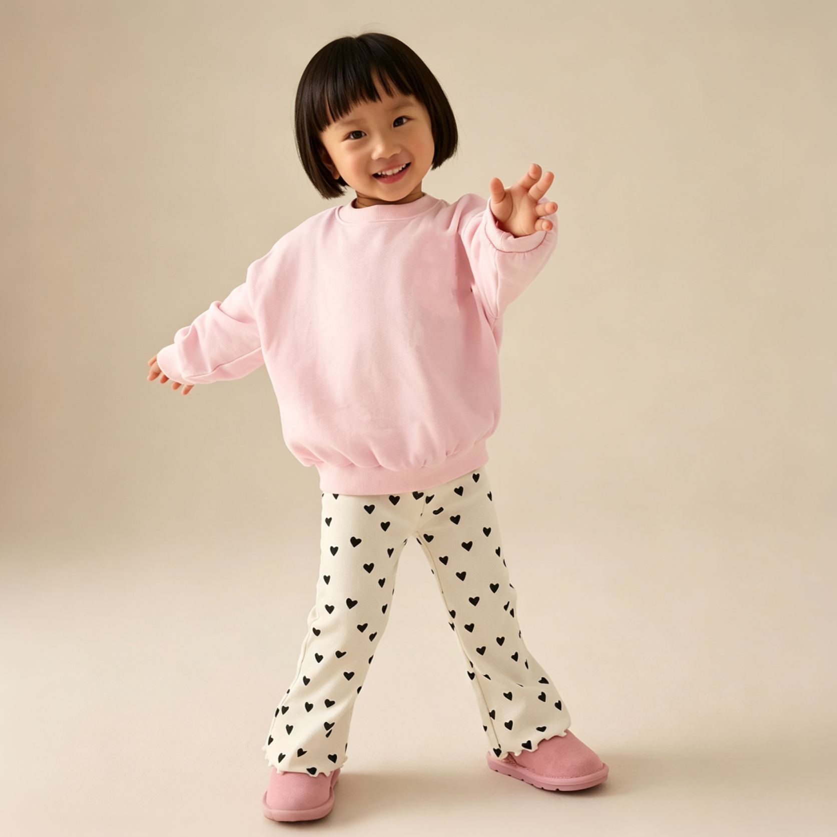 Kids Heart Pattern Bell Pants