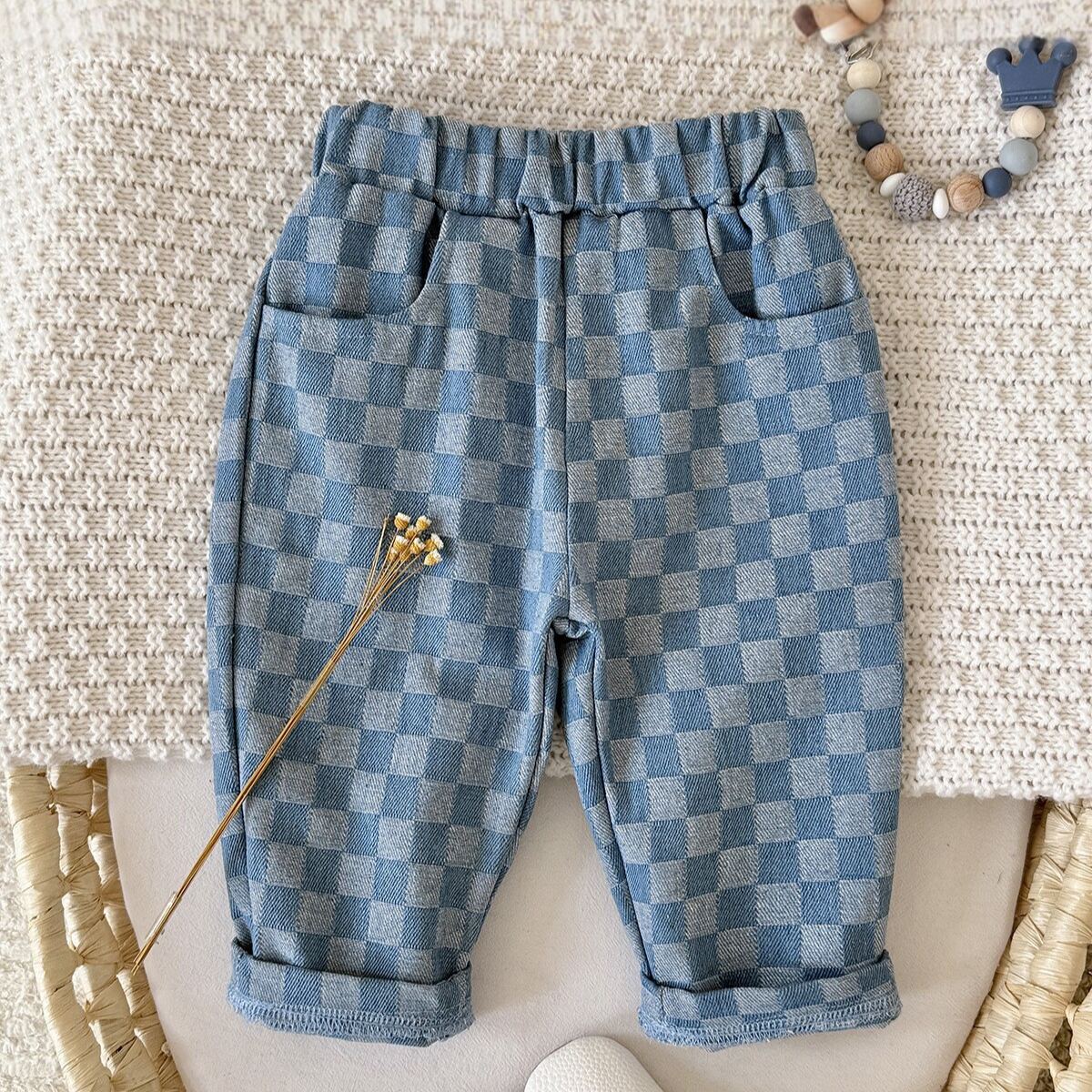 Baby Checkered Pattern Loose Pants
