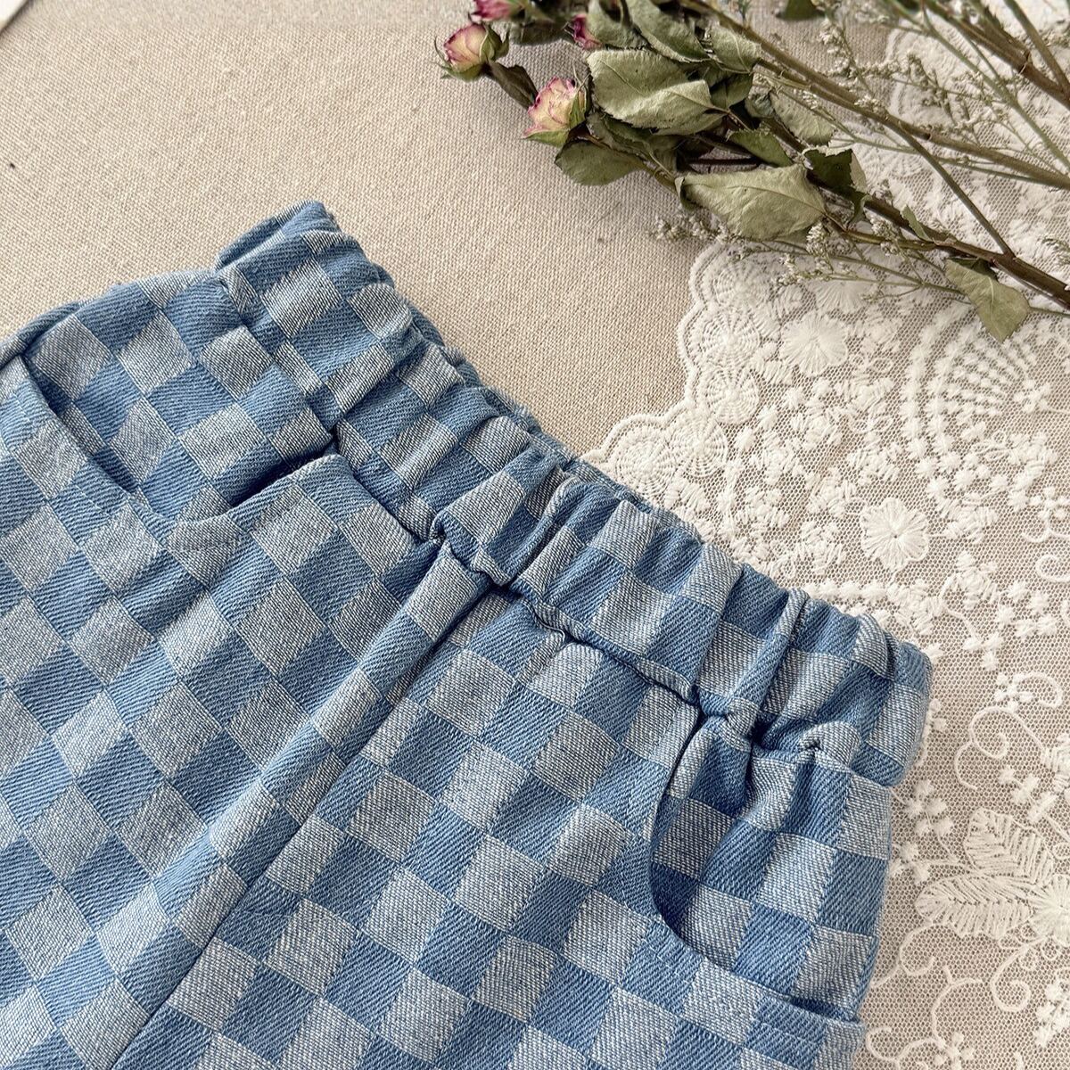 Baby Checkered Pattern Loose Pants