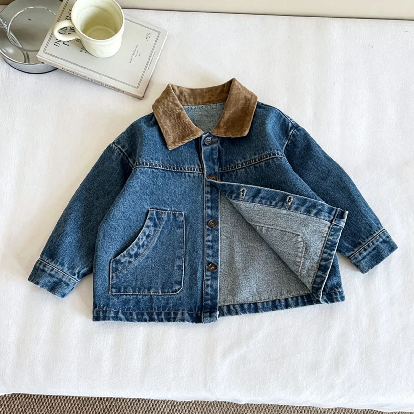 Kids Color Blocking Denim Outerwear