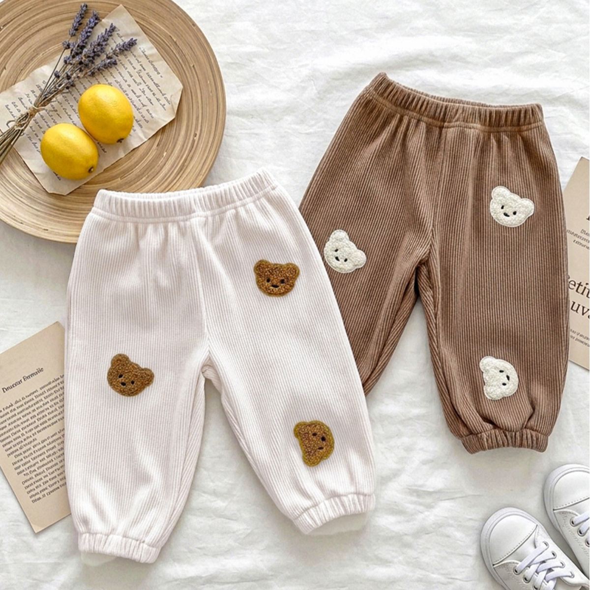 Baby Bear Pattern Waffle Pants