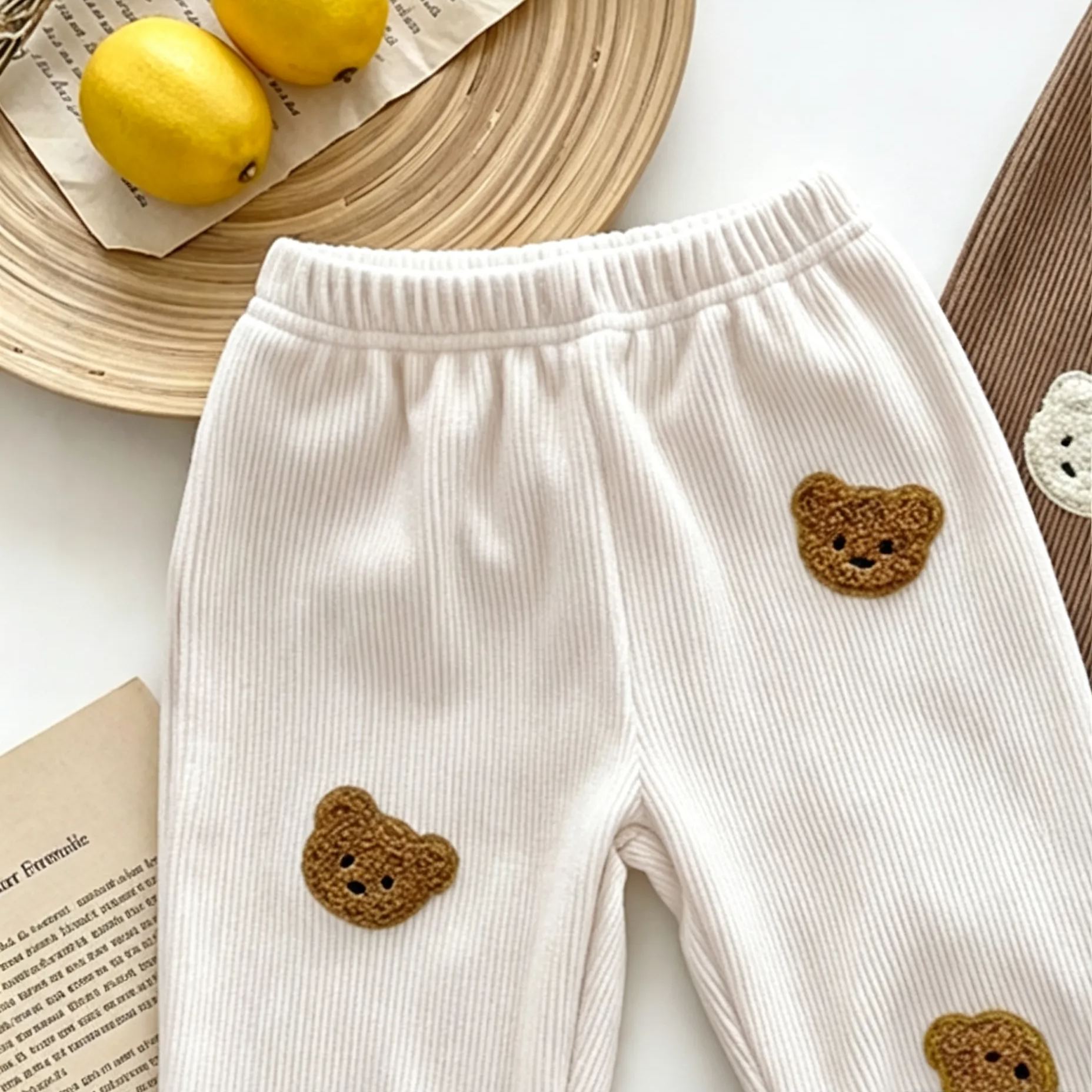 Baby Bear Pattern Waffle Pants