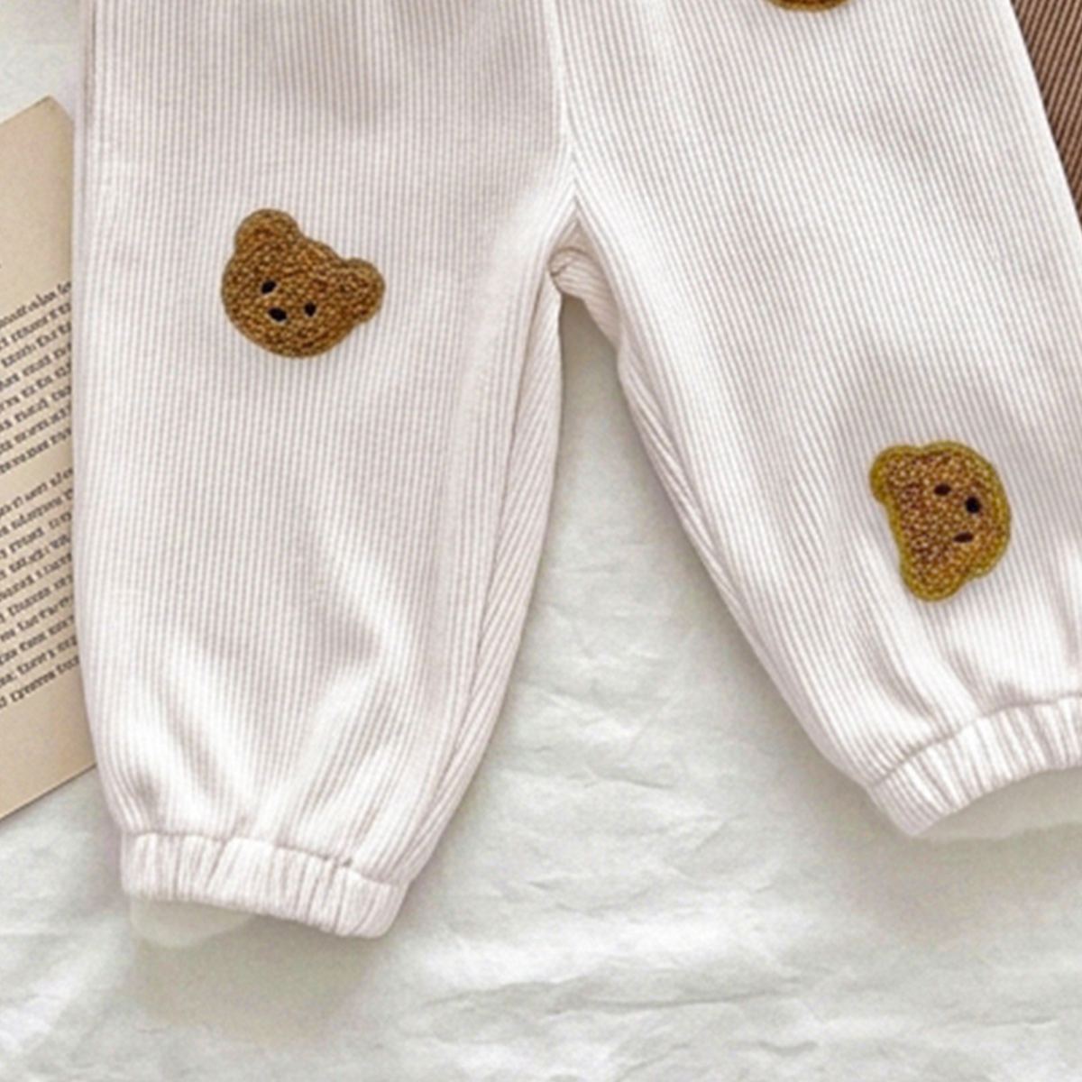 Baby Bear Pattern Waffle Pants
