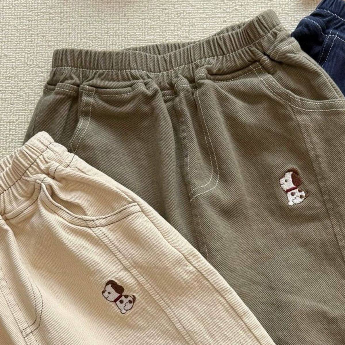 Kids Embroidered Puppy Pants