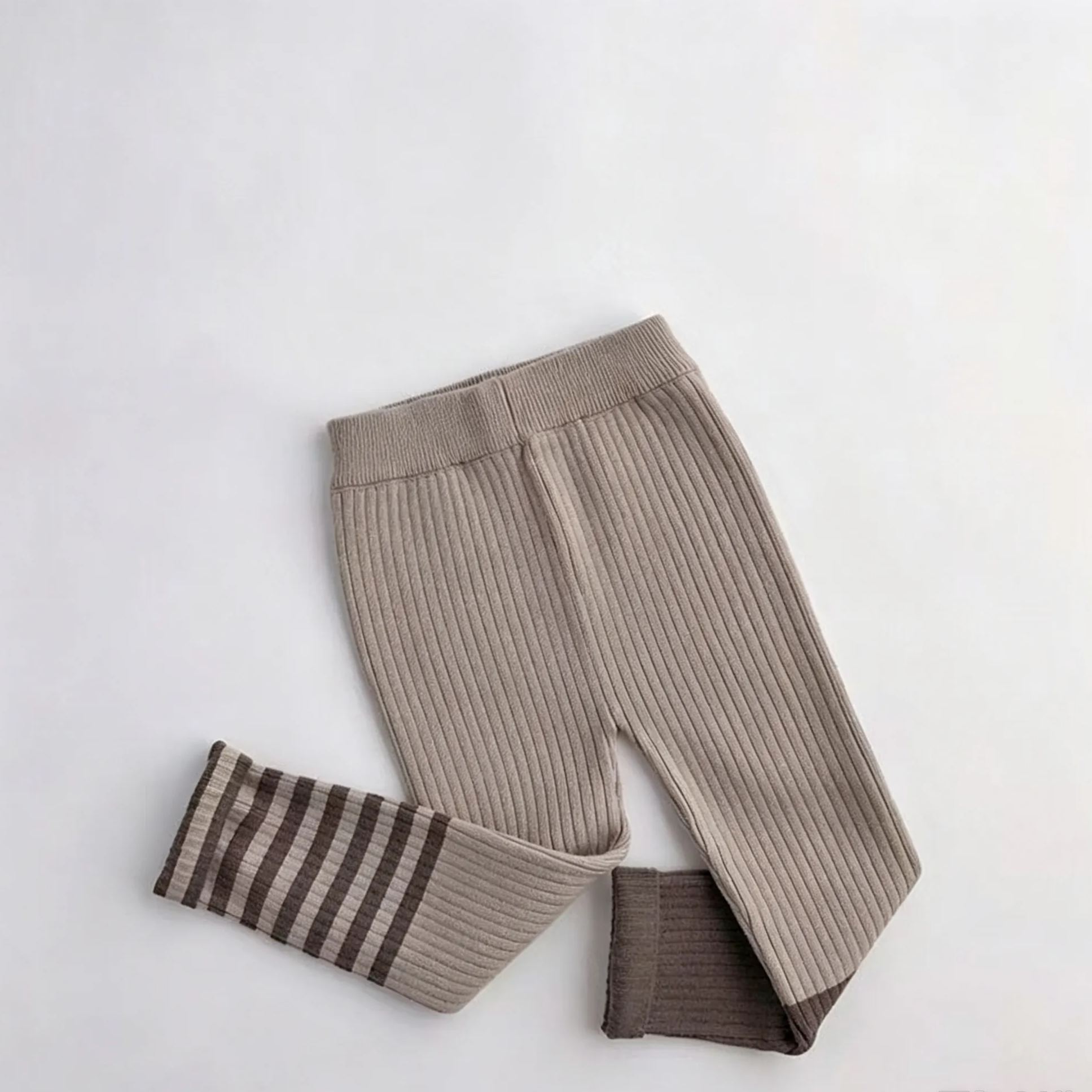 Kids Color Blocking Ribbing Stripe Leggings